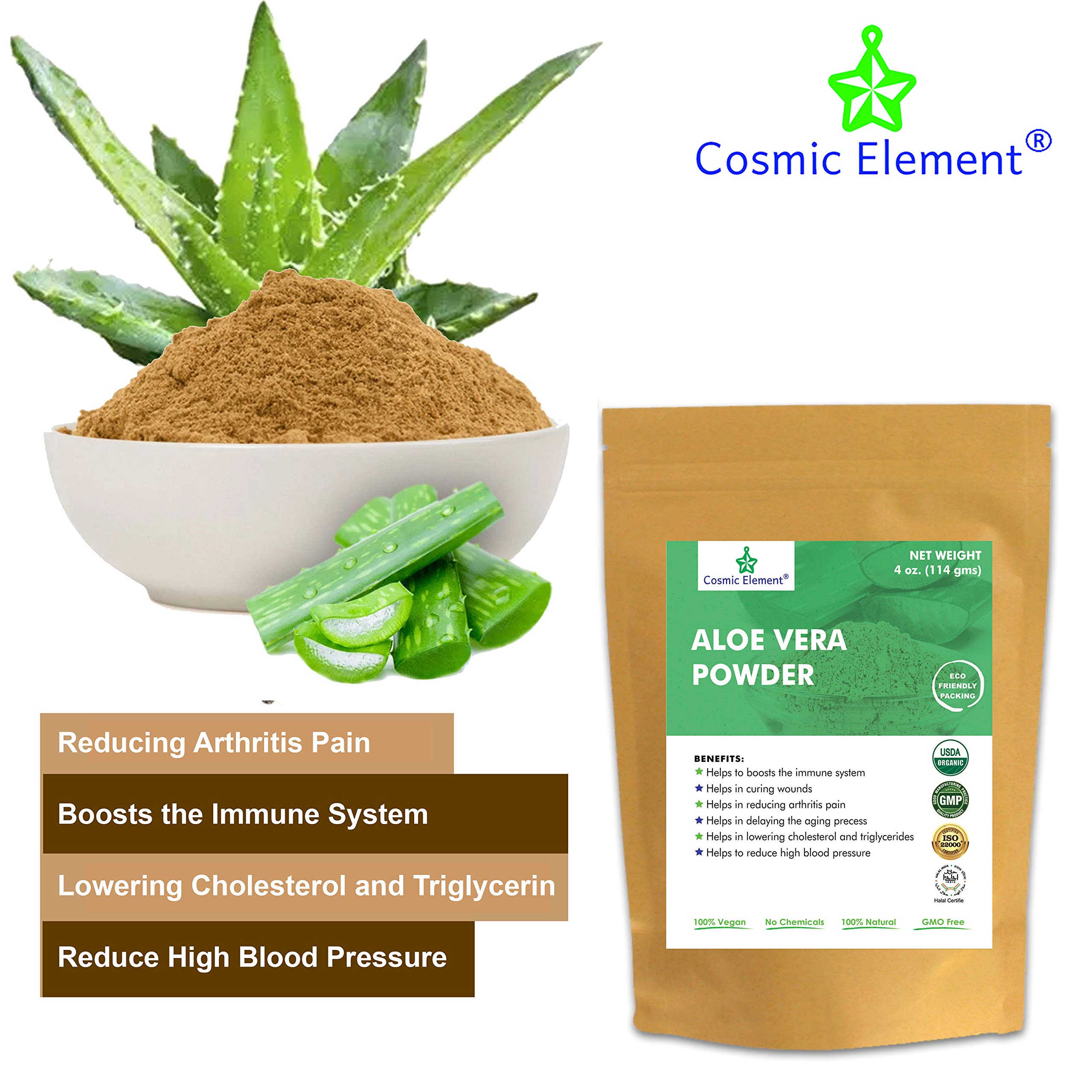 Organic Aloe Vera Powder 100% Pure | Hydrating After Sun Care, Moisturizing for Face, Body & Skin | Sunburn, Acne & Dry Skin Relief | Aloe Powder for Hair Growth | 4 oz | Perfect for DIY Skincare, Sunburn Recovery & Natural Hair Treatments