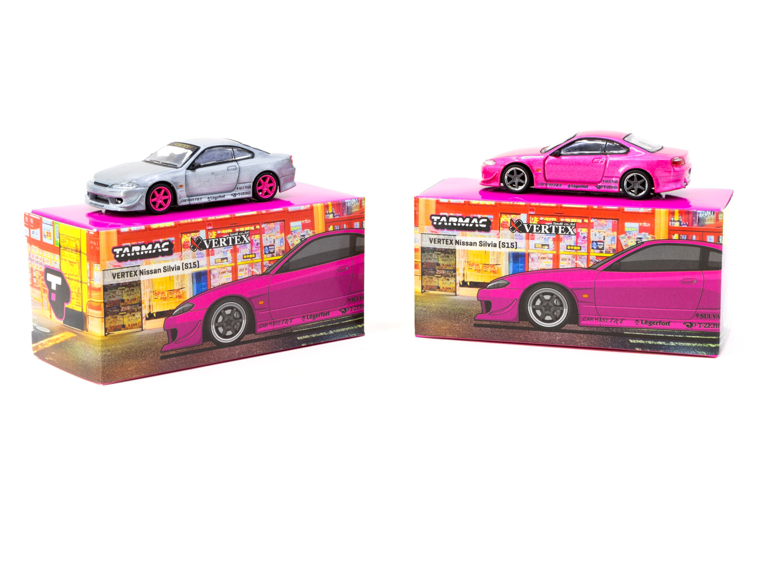Tarmac Works 1/64 Scale Diecast Model - Nissan Silvia S15 Pink Metallic Collectible Toy Car for Adults & Kids | Perfect for Display, Racing Games & Car Enthusiast Collections