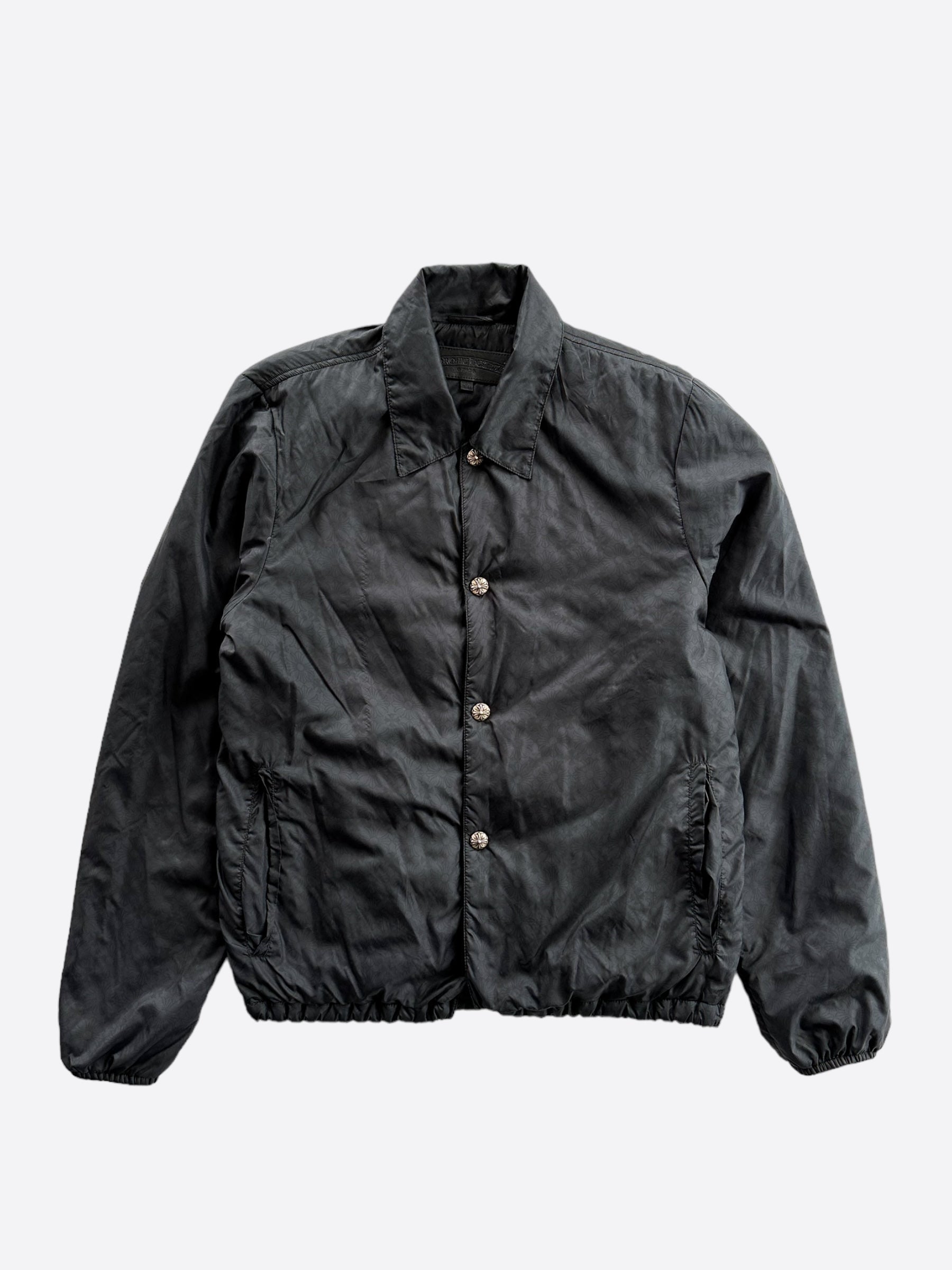 Chrome Hearts Black Cross Jacquard Coach Jacket for Men - Stylish Streetwear Fashion Outerwear for Urban Outfits & Casual Wear