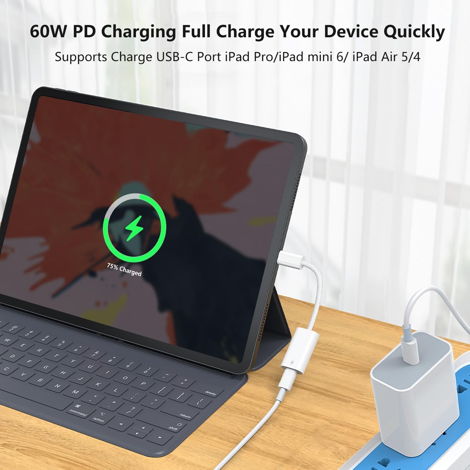 Vcddom Lightning to USB C Adapter for iPhone 15 - 60W PD Fast Charging Cable - USB C Male to Lightning Female Connector - Perfect for Travel, Home & Office Charging