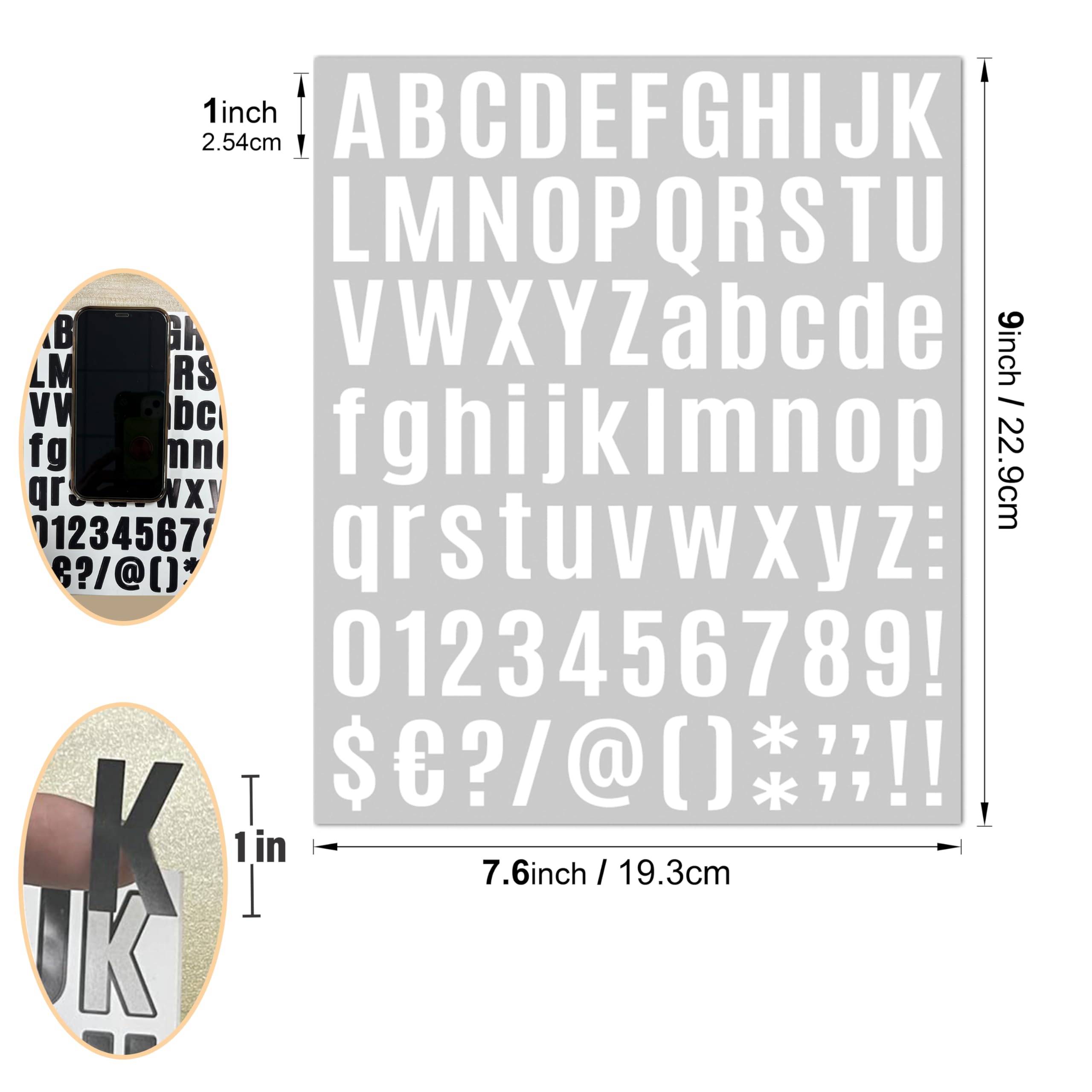 980 Pcs 12 Sheets 1 Inch White Vinyl Letter Stickers - Self-Adhesive Waterproof Alphabet & Number Stickers for Mailbox, Bulletin Board, Wall Decor, Scrapbook - Perfect for DIY Crafts, Classroom Labels, and Home Organization