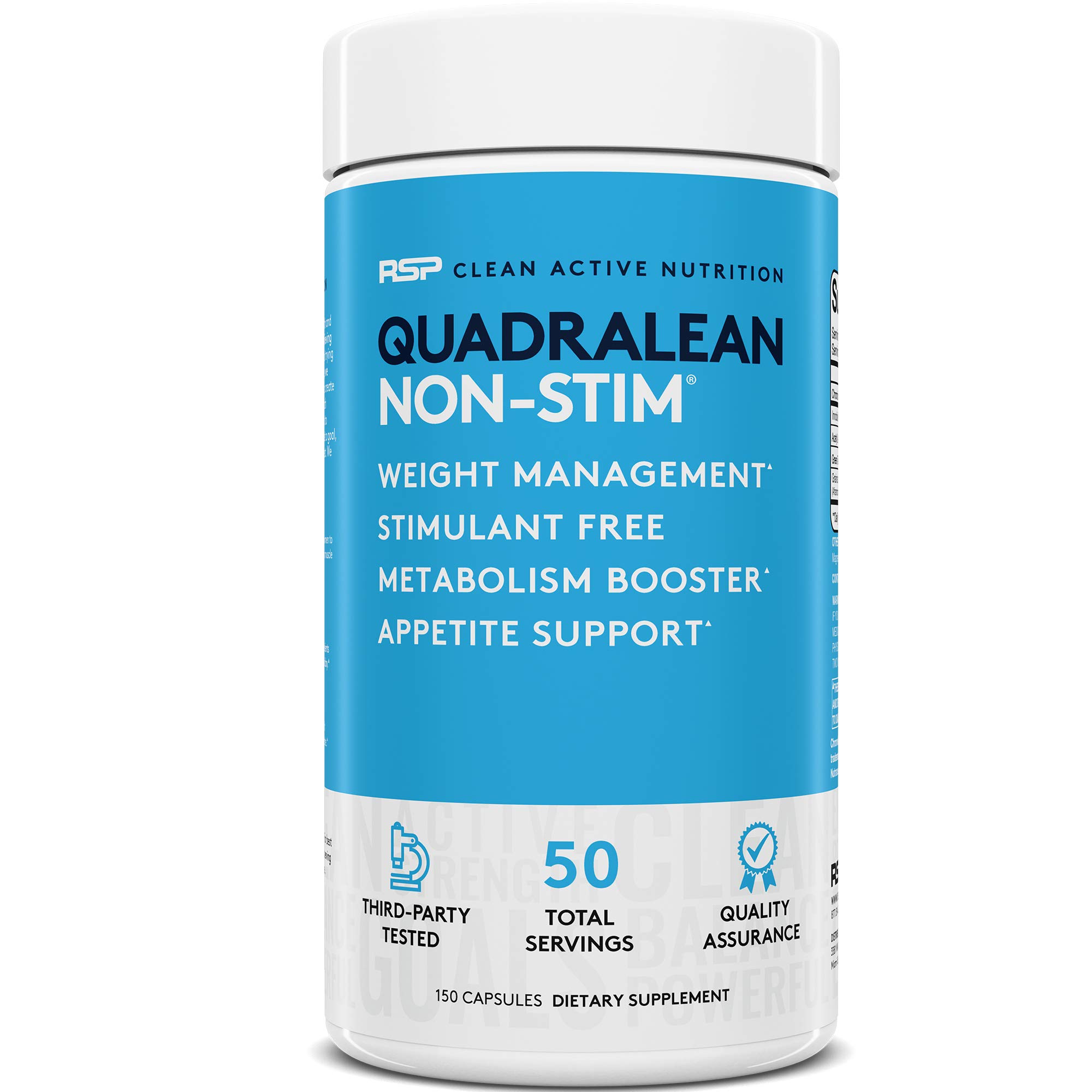 RSP Nutrition QuadraLean - Stimulant-Free Weight Management Supplement with CLA, L-Carnitine & Green Tea Extract - Metabolism Booster, Energy & Appetite Support - 50 Servings (Packaging May Vary) - Perfect for Fitness Enthusiasts & Healthy Lifestyle