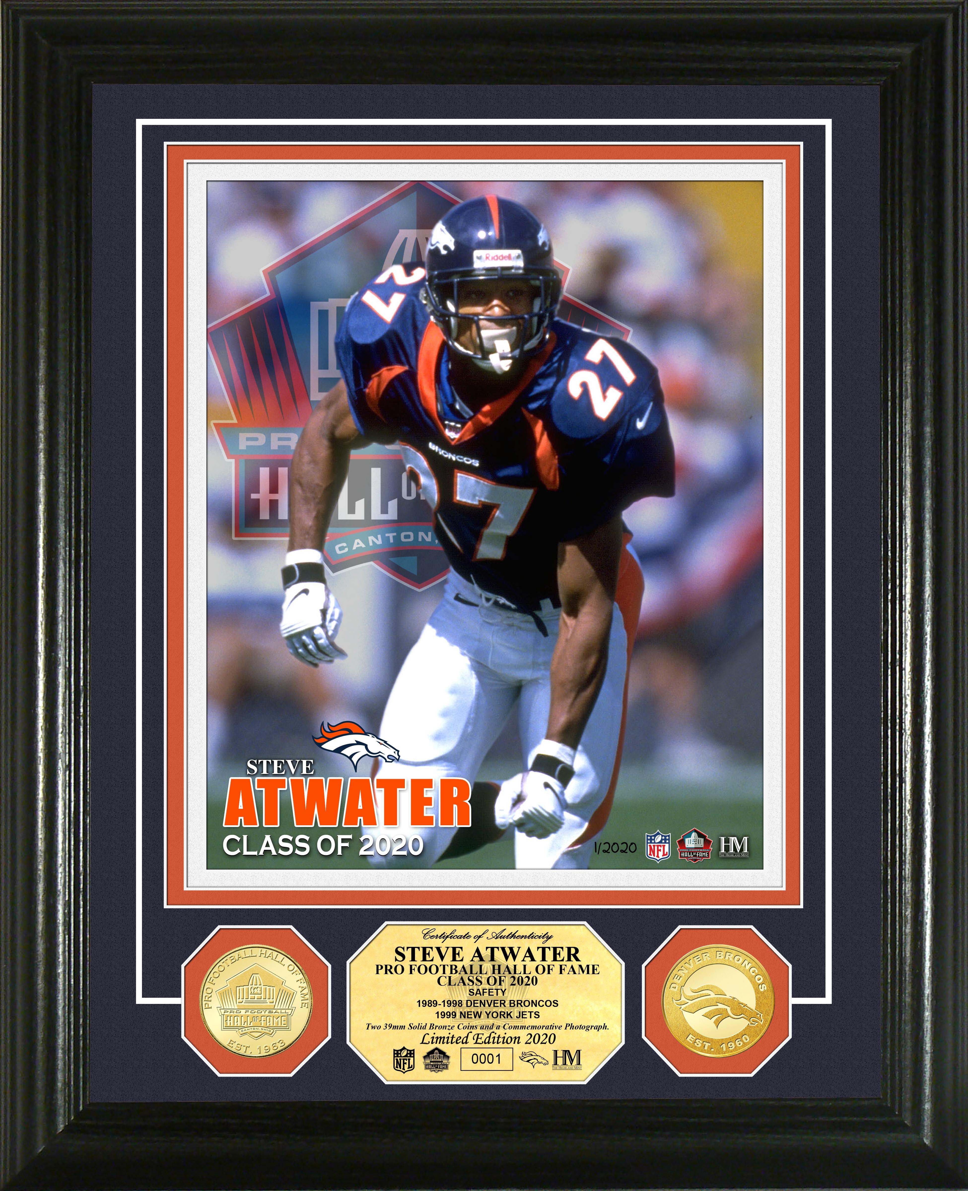 Steve Atwater 2020 Hall of Fame Bronze Commemorative Coin - Limited Edition Collectible Football Memorabilia - Perfect for Broncos Fans, Sports Collectors, and Man Cave Decor