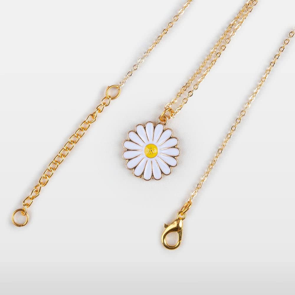 Dulcett Fashion Daisy Pendant Necklace for Women & Girls - Floral Flower Chain Jewelry with White Charm Pendant | Perfect for Birthday Gifts, Anniversaries & Everyday Wear