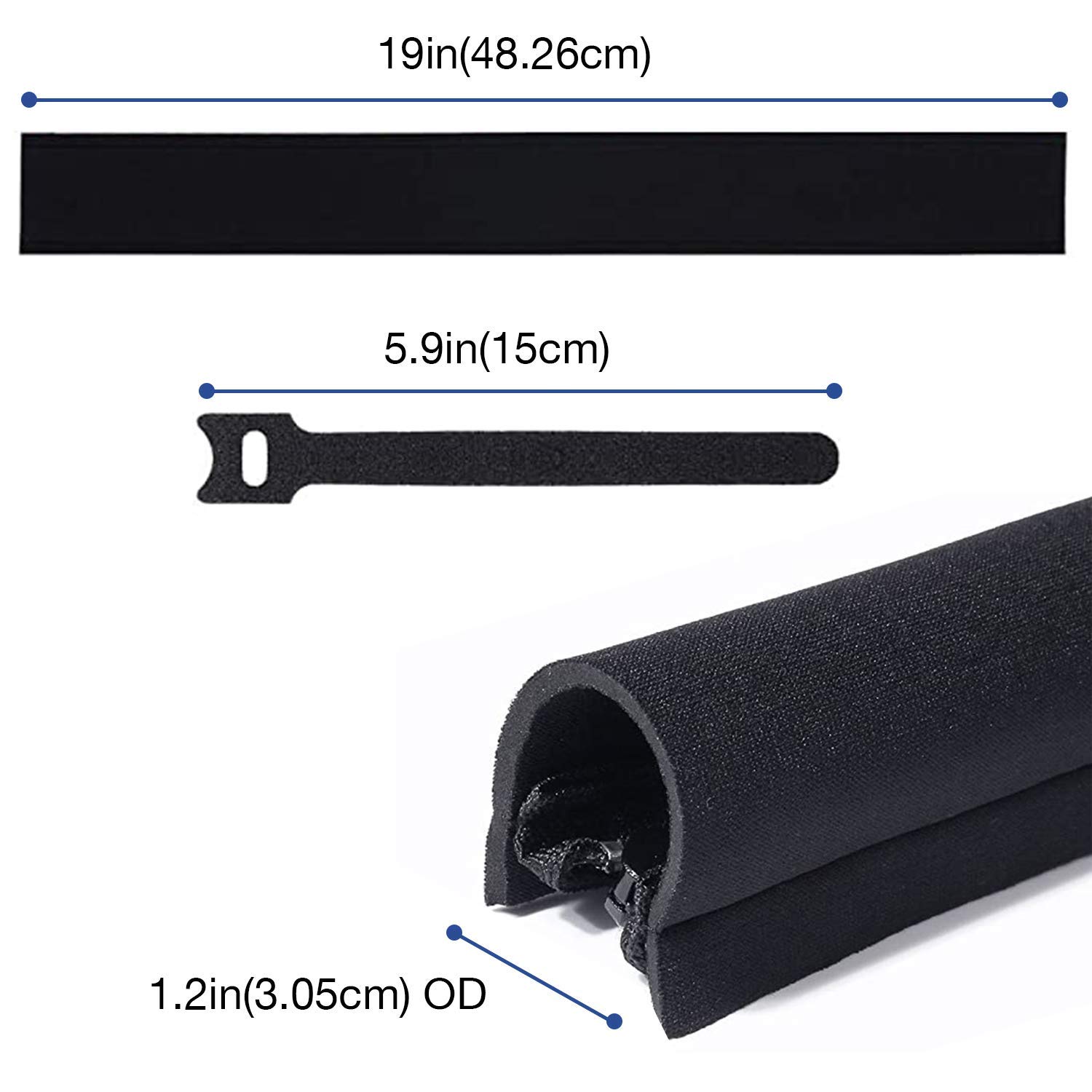 JOTO 4 Pack Cable Management Sleeve with 10.83ft Flexible Cord Organizer & Cable Ties - Wire Organizer for Home Office, Computer Desk, TV Entertainment Center, Gaming Setup