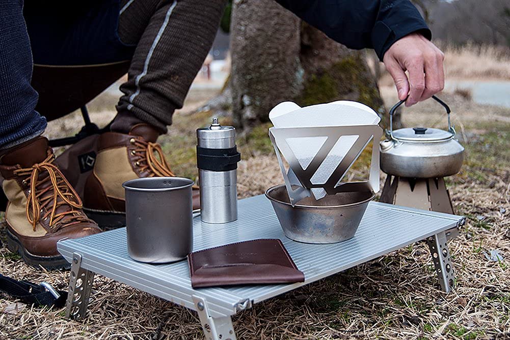 IPPINKA Munieq Tetra Portable Coffee Drip - Collapsible Travel Coffee Maker, 3.5 Cup Capacity, Space-Saving Gray Matte Design for Camping, Office & Outdoor Adventures