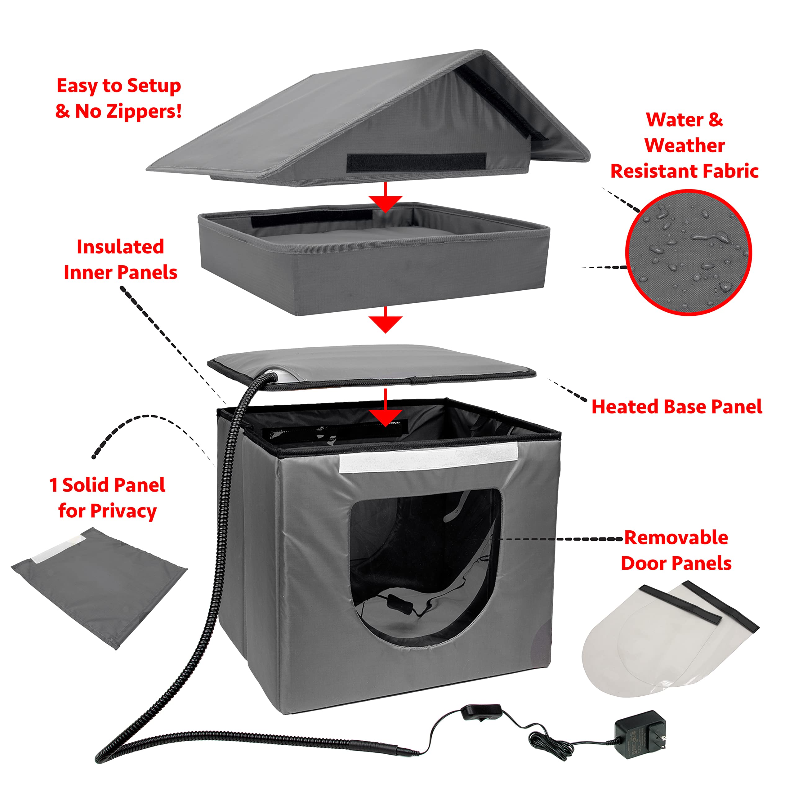 Kitty City Outdoor Stackable Cat House - Waterproof & Heated Cat Condo for Indoor/Outdoor Use - Perfect for Backyard, Patio & Winter Shelter