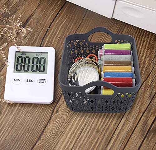 12-Pack Grey Plastic Storage Baskets for Desktop Organizing