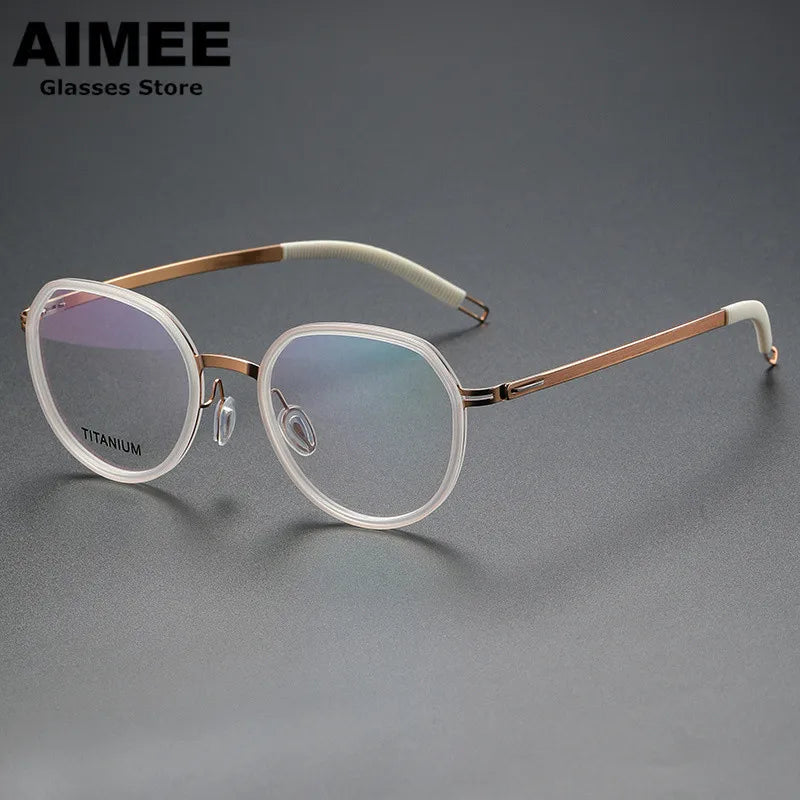 Aimee Unisex Full Rim Flat Top Oval Titanium Acetate Eyeglasses 60219 - Lightweight Durable Frame for Men & Women - Perfect for Reading, Work, and Everyday Use