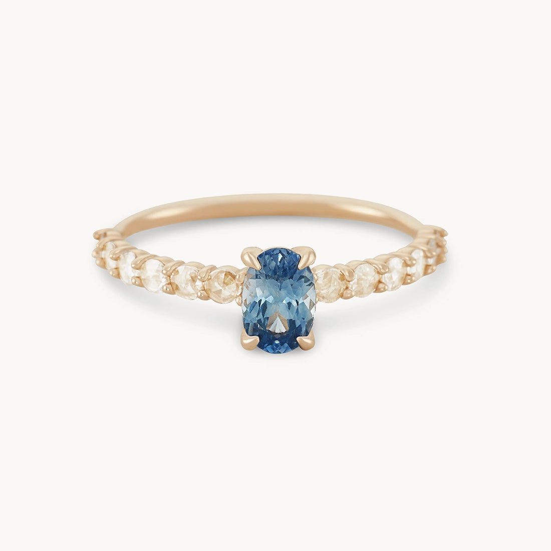 Unique 14K Yellow Gold Blue Oval Sapphire Ring - Handcrafted One-of-a-Kind Jewelry for Weddings, Anniversaries & Special Occasions