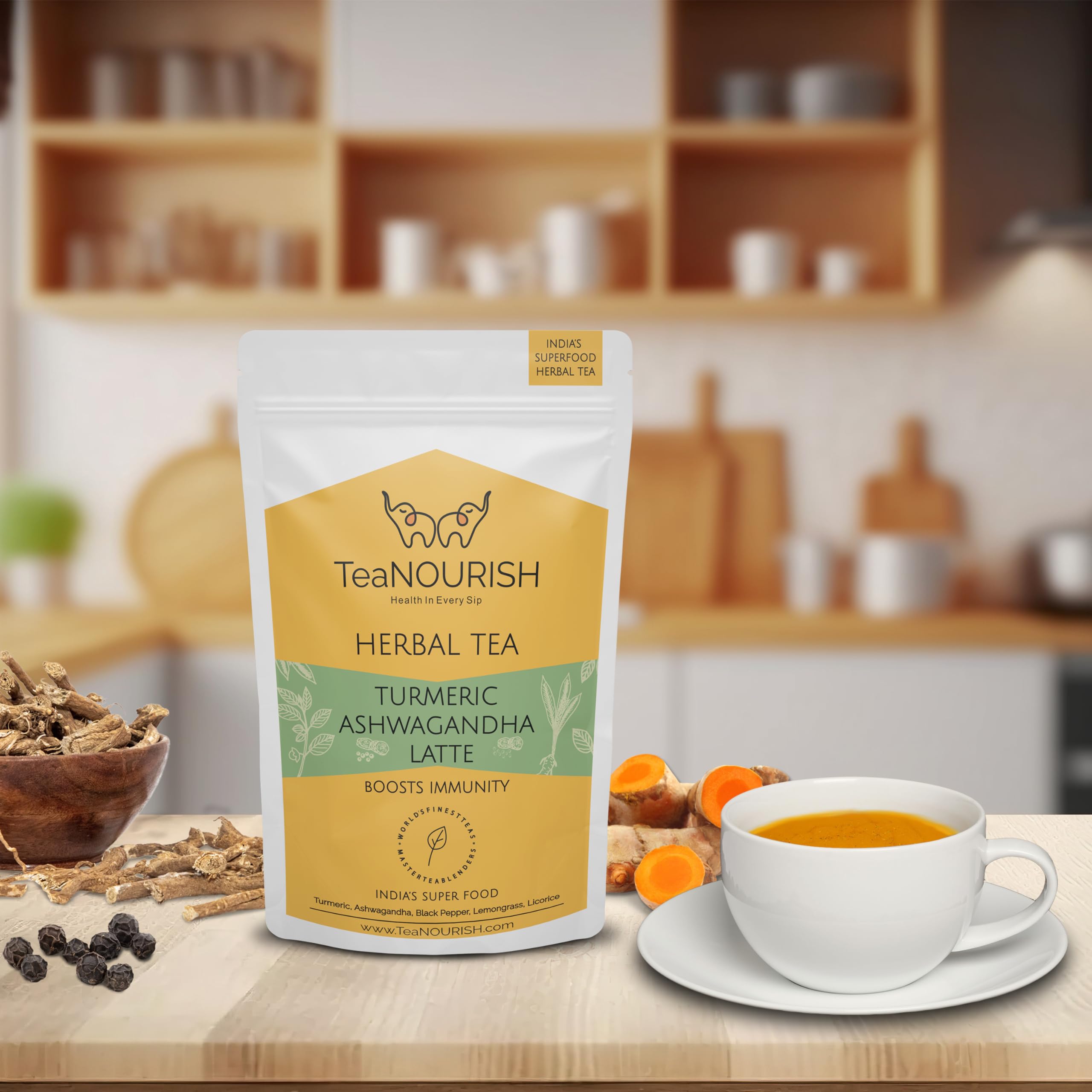 Organic Turmeric Ashwagandha Latte Powder | Golden Milk Superfood Blend | Authentic Indian Ayurvedic Remedy | Immune Support & Wellness Boost | 100% Natural (3.53oz/100g) | Perfect for Morning Rituals, Evening Relaxation & Healthy Lifestyle