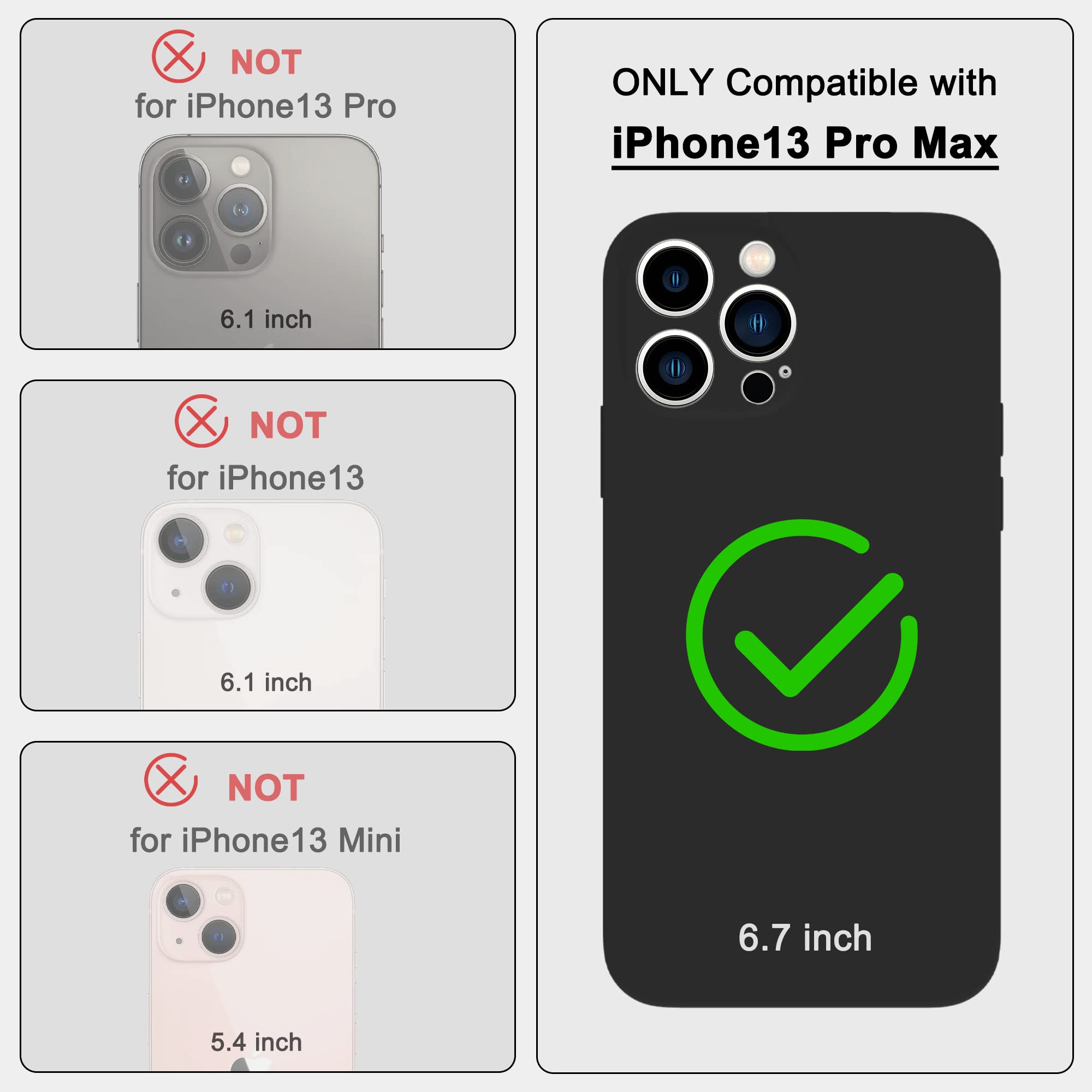 **Premium Liquid Silicone Case for iPhone 13 Pro Max (6.7 Inch) - Full Body Protection, Camera Cover & Microfiber Lining - Shockproof & Anti-Scratch - Perfect for Work, Travel & Outdoor Activities (Black)**