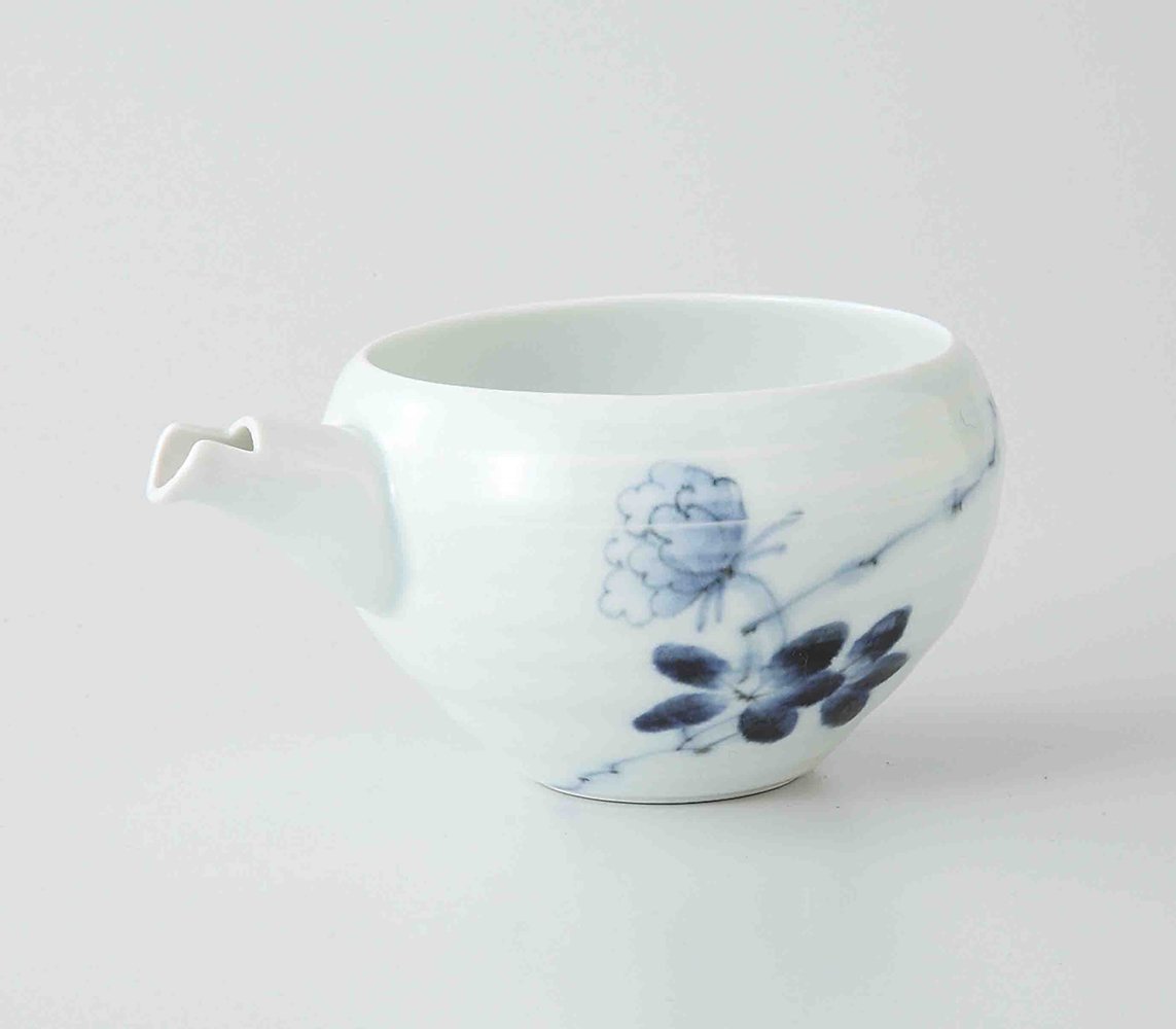Japanese Hasami Porcelain Sake Pot & 2 Cups Set - Wild Flower Design | Traditional Ceramic Sake Serving Set for Home, Restaurant & Gift Giving | Perfect for Japanese Tea Ceremony & Dinner Parties