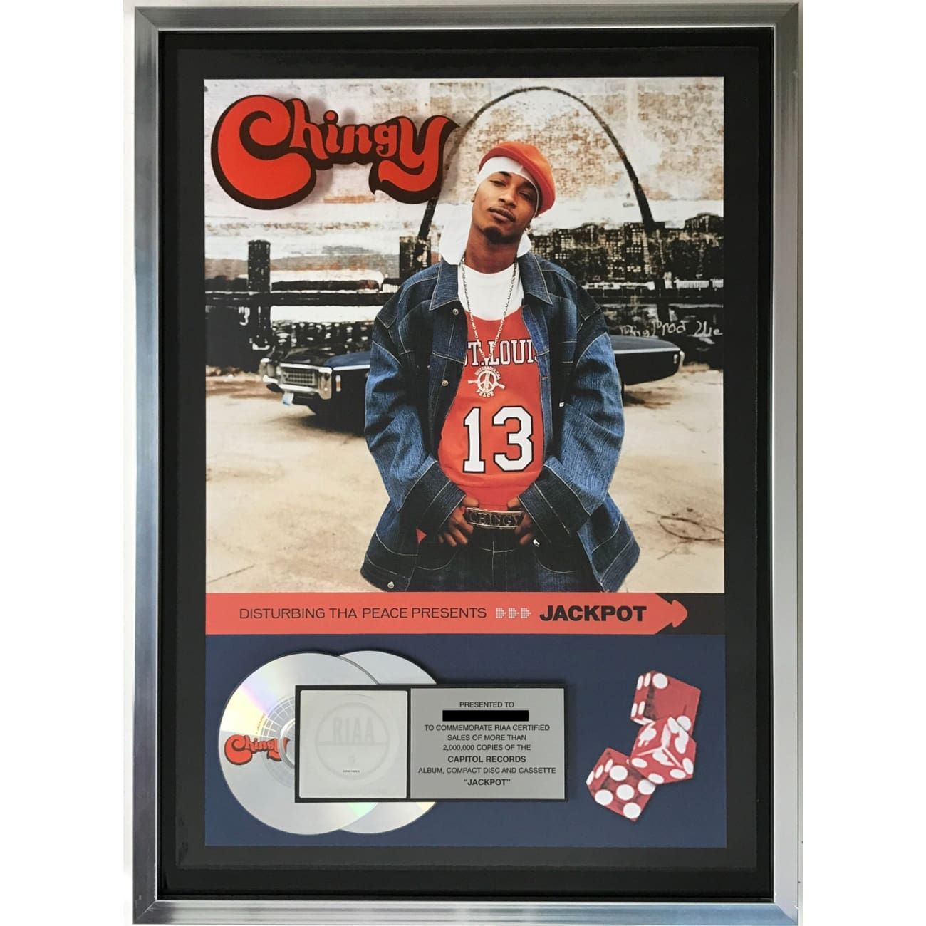 Chingy Jackpot RIAA 2x Multi Platinum Album Award - Certified Music Collectible for Display & Memorabilia Collections