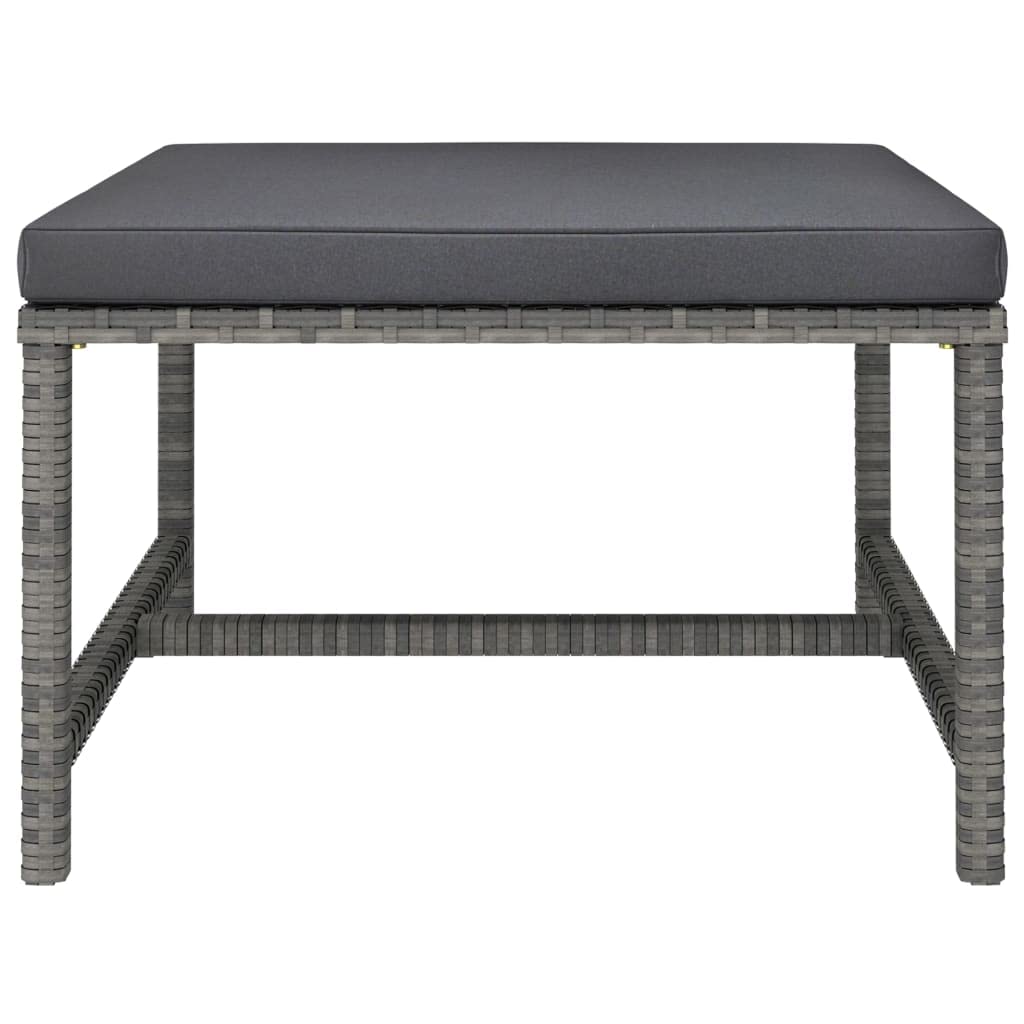 7-Piece Outdoor Patio Lounge Set - Gray & Anthracite Poly Rattan Garden Furniture with Removable Cushions & Convertible Footstool - Modular Arrangement for Backyard, Poolside, or Terrace Relaxation
