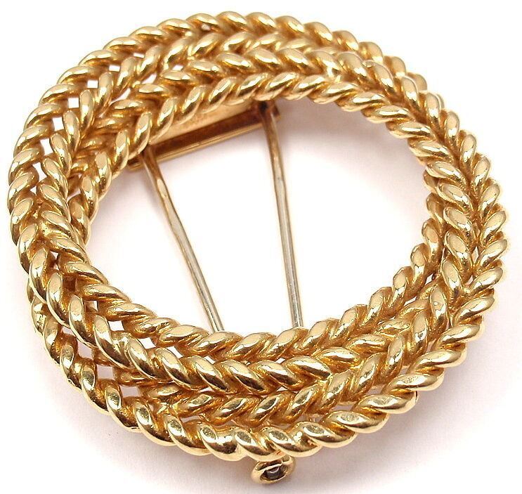 Authentic Vintage Hermes Paris 18k Yellow Gold Brooch Pin - Luxury Collectible Jewelry for Women, Perfect for Special Occasions & Gift Giving