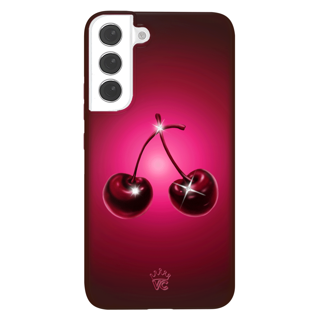Samsung Phone Case with Black Cherry Crystal Design - Stylish & Protective Cover for Galaxy S21/S22/Note 20 - Perfect for Everyday Use, Work & Travel