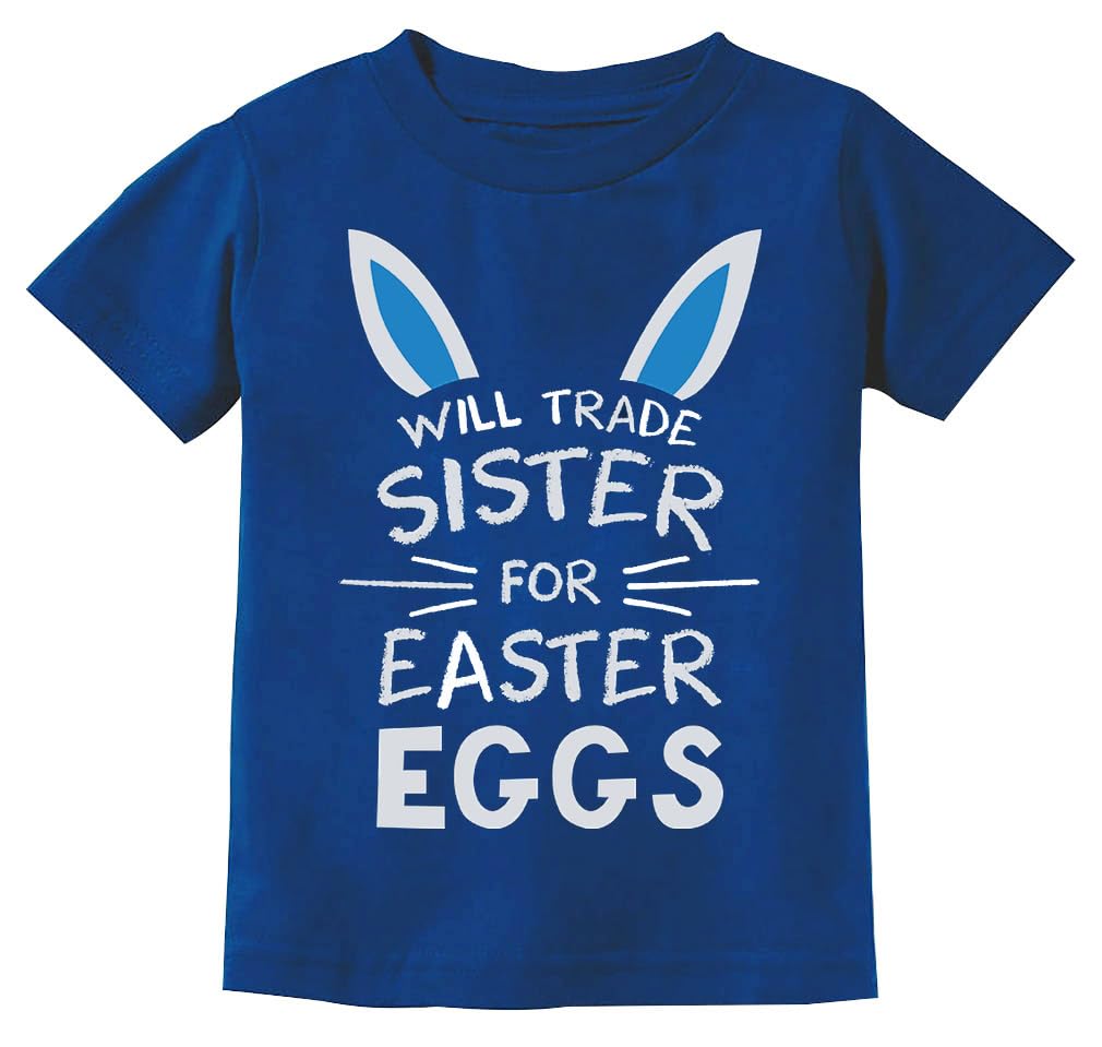 Funny Sibling Easter T-Shirt for Kids - 'Will Trade Sister for Easter Eggs' Graphic Tee for Toddlers & Youth Boys/Girls | Easter Outfit, Family Party, Spring Celebration