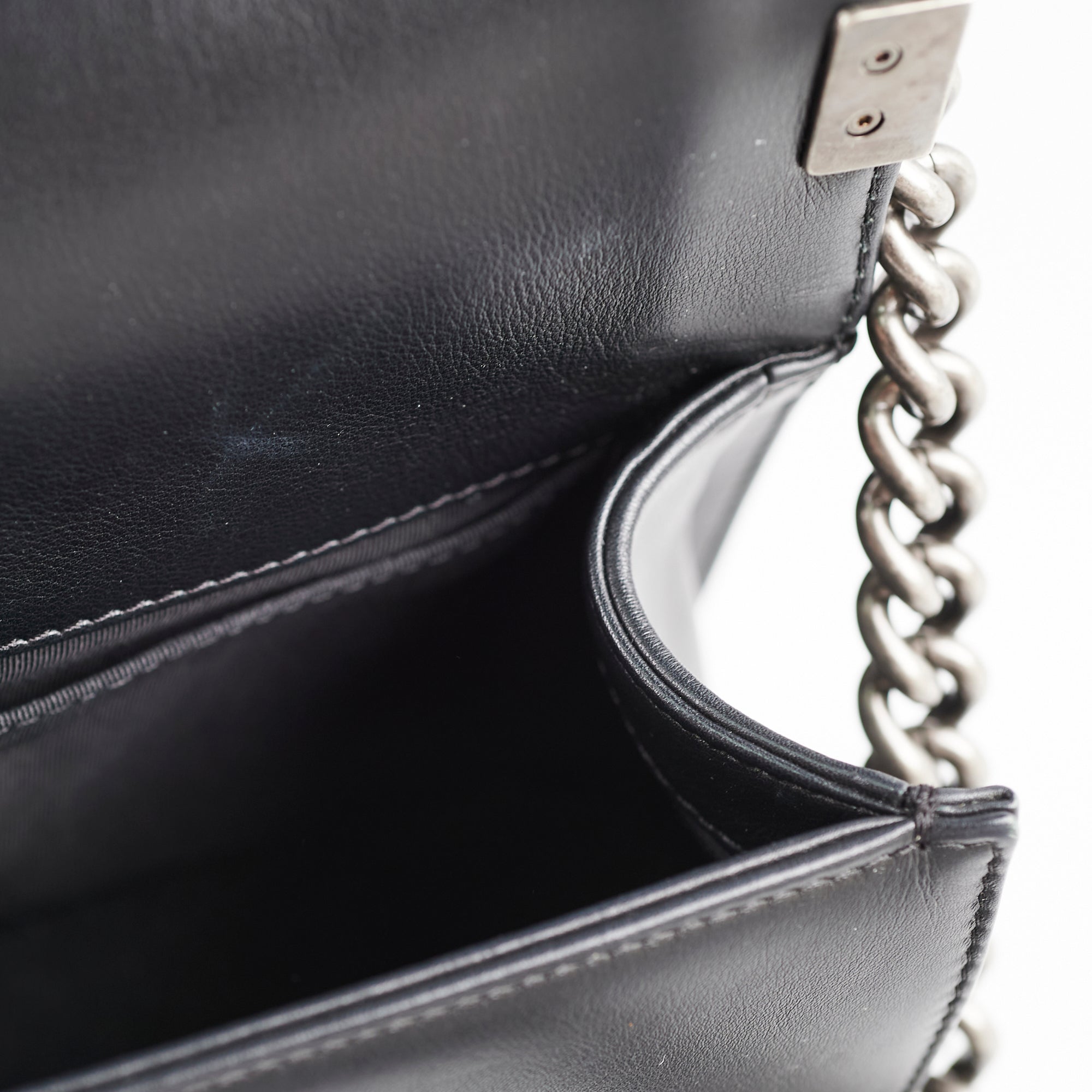 Chanel Old Medium Boy Black Leather Shoulder Bag - Classic Series 19 | Luxury Designer Handbag for Women | Perfect for Evening Events, Parties & Special Occasions