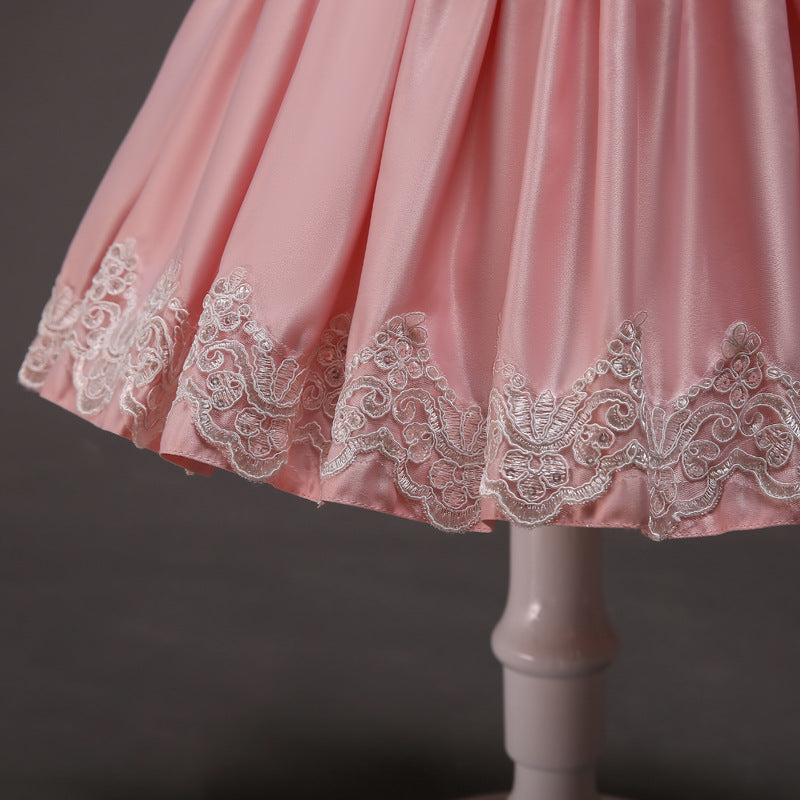 Elegant Lace A-Line Flower Girl Dress with Long Sleeves - Perfect for Weddings, Baptisms & Special Occasions