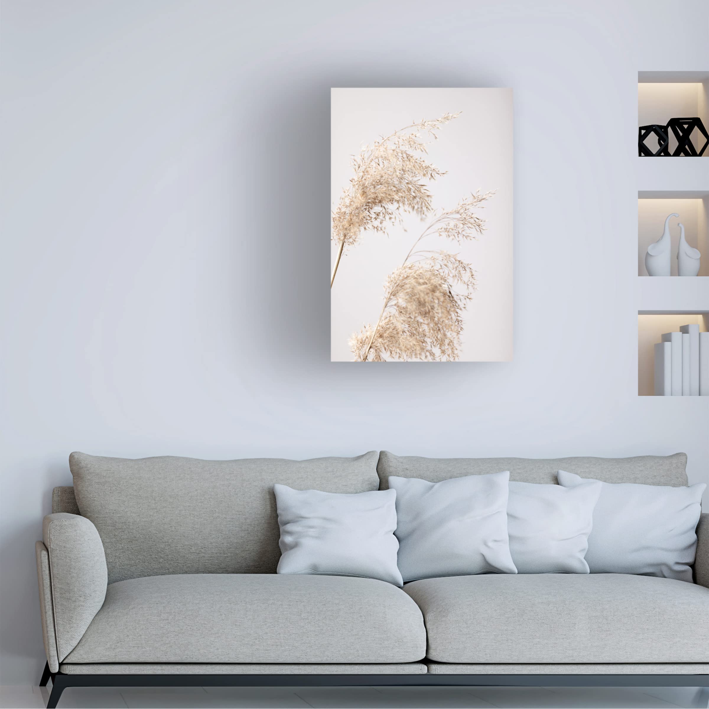 Trademark Fine Art 'Reed Grass Grey 06' Canvas Wall Art Print - Modern Nature Landscape Painting for Living Room, Bedroom & Office Decor