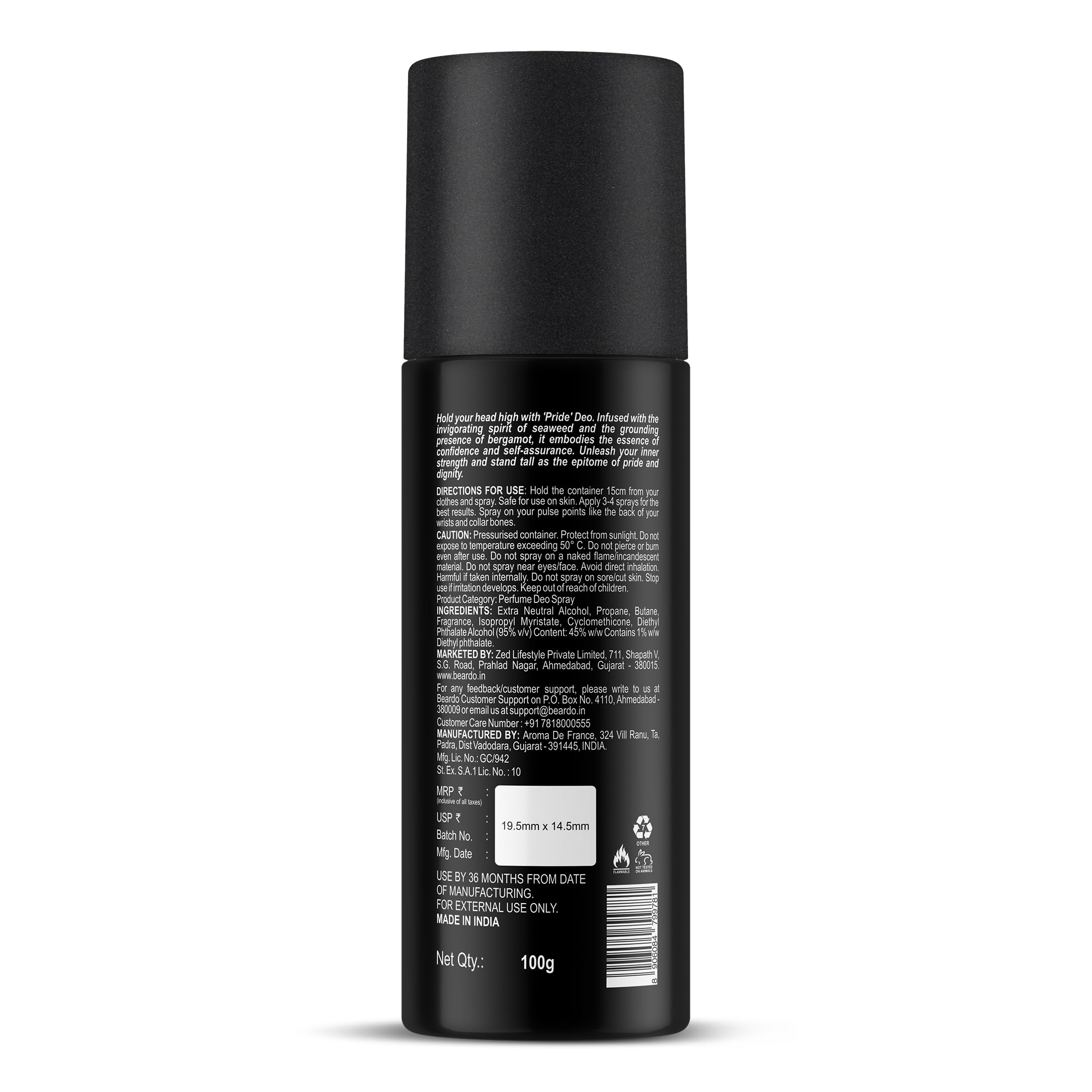 BEARDO Long Lasting Marine Aromatic Deodorant Spray for Men - Pride Scent, 150ml | Fresh & Invigorating Fragrance | Ideal Gift for Christmas, Birthdays & Special Occasions | Perfect for Office, Gym & Daily Use