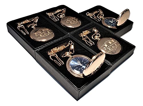 Personalized Engraved Pocket Watches for Men - Vintage Wedding Groomsmen Gifts with Stainless Steel Chain & Gift Box (Rose Gold) - Perfect for Best Man, Father's Day & Anniversary Presents