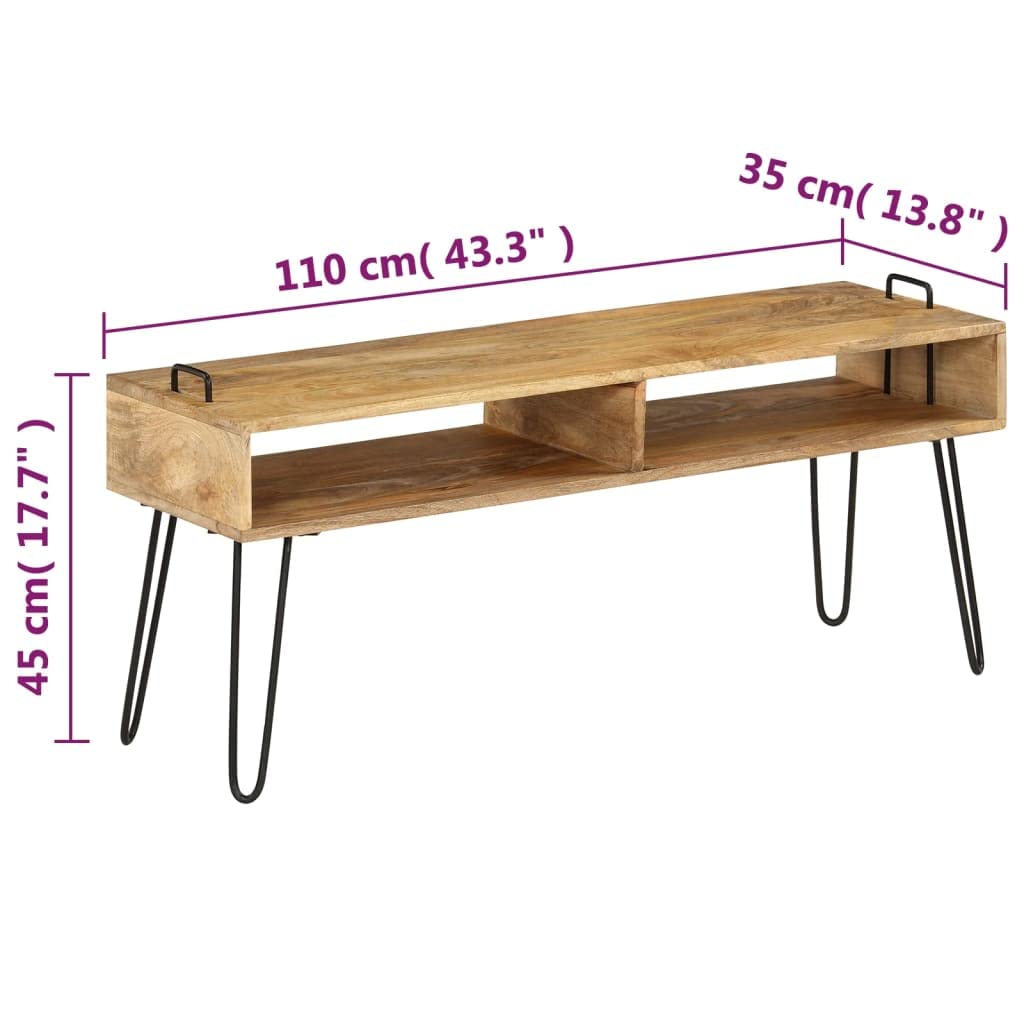 Farmhouse Industrial TV Stand with Storage - Solid Mango Wood TV Console & Entertainment Center for Living Room | Perfect for Home Theater Setup & Living Room Organization