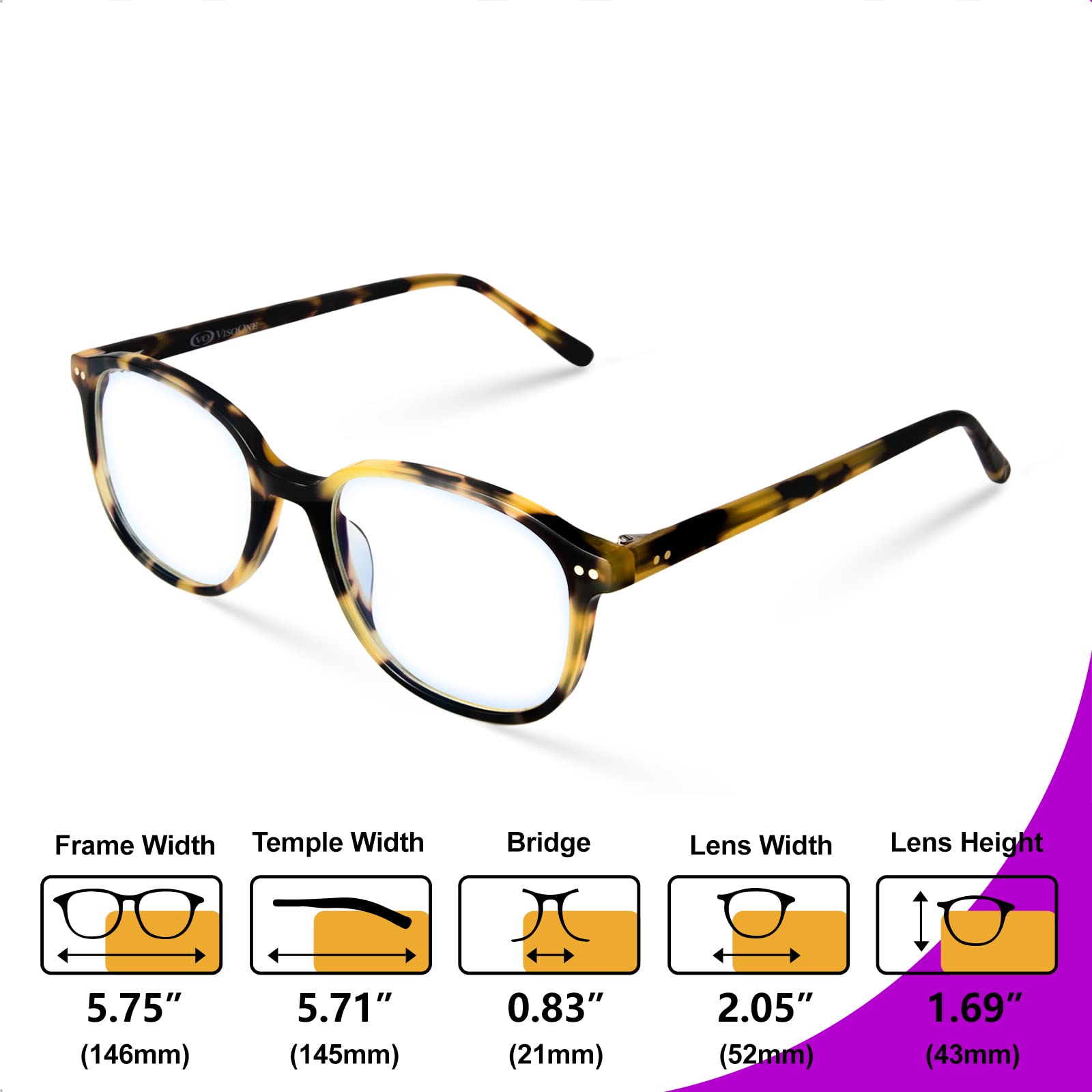 VISOONE Blue Light Blocking Glasses for Women & Men - Anti Glare Computer Gaming Glasses with Square Frame - Reduce Eye Strain for Work, Gaming & Screen Time