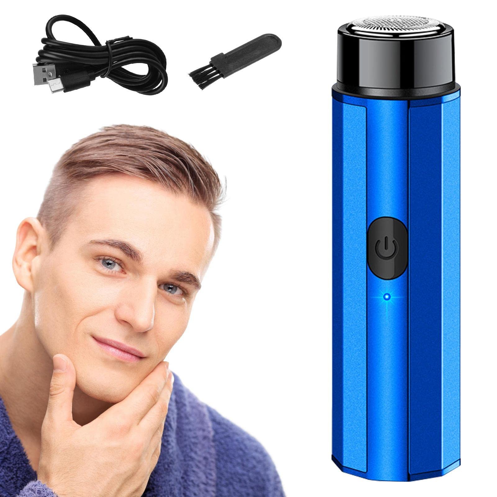 Men's Electric Shaver - USB Rechargeable Travel Beard Trimmer for Wet/Dry Use, Compact & Washable Facial Hair Clipper - Perfect for Business Trips, Gym Bags & Daily Grooming