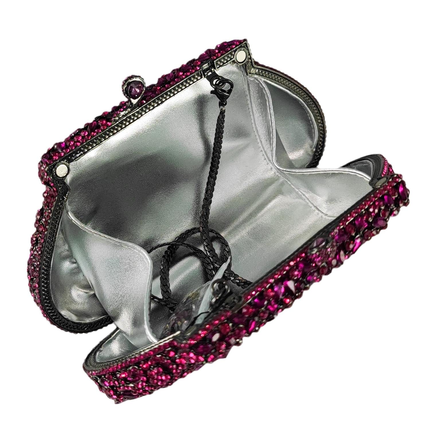 FGG Women's Crown Minaudiere Handbag - Elegant Flower Crystal Clutch Purse for Formal Evening, Wedding & Special Occasions | Perfect as Bridal Accessory, Prom or Gala Event Bag