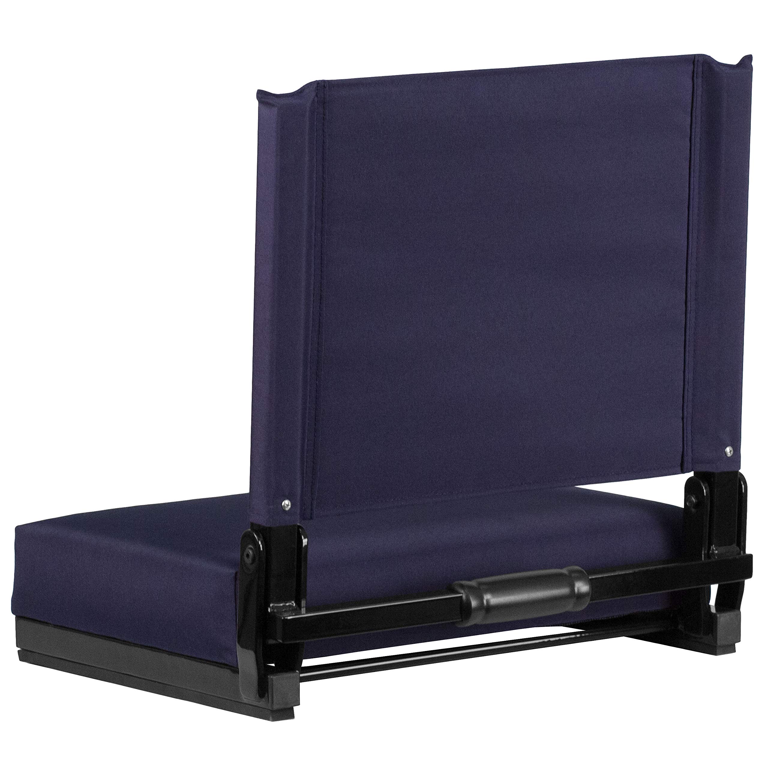 Flash Furniture Grandstand Portable Folding Stadium Seat with Padded Cushion & Carrying Handle - 500 lb Weight Capacity, Navy Blue - Perfect for Bleachers, Benches, Sporting Events, Concerts & Outdoor Activities