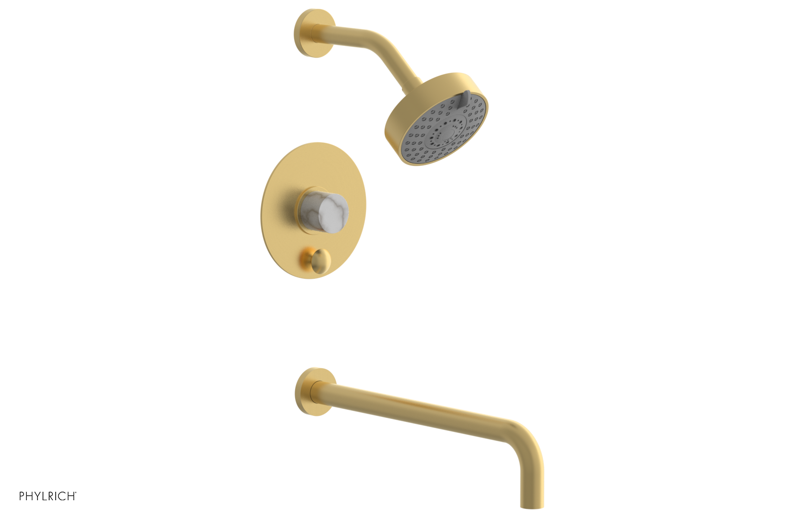 BASIC II 14 Pressure Balance Tub and Shower Faucet Set - White Marble Finish for Bathroom & Shower Installation (Model 230 28 14) | Perfect for Modern Home Renovation & Spa-Like Experience