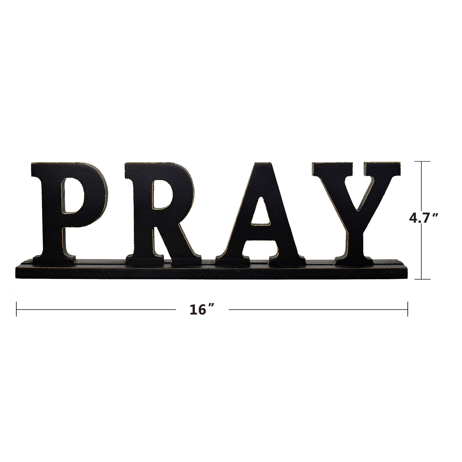 Rustic Wooden Pray Letter Sign - Free Standing Home Decor for Tabletop, Shelf & Wall - Inspirational Christian Gift for Housewarming, Wedding & Church