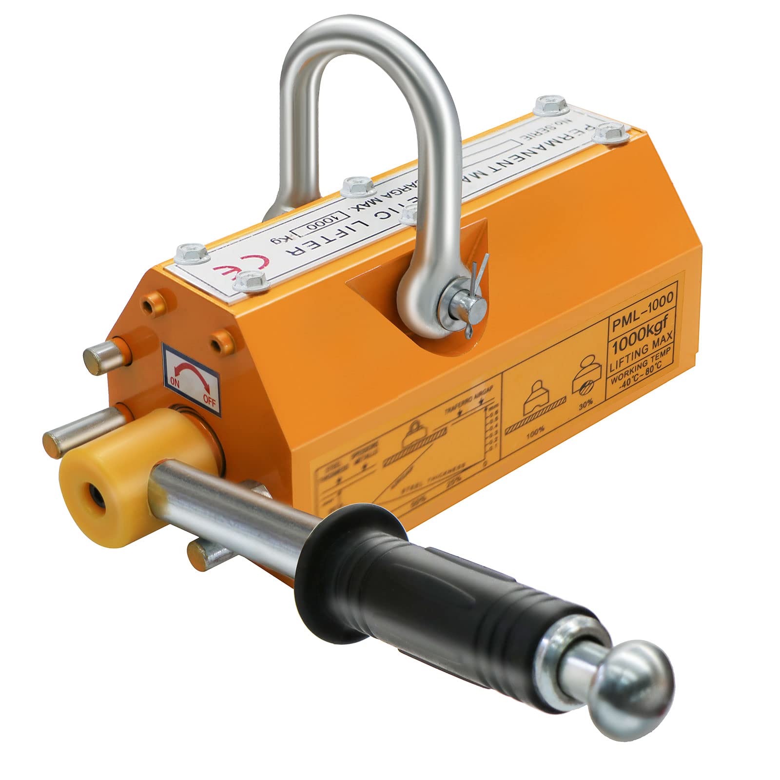 RYFT 2200Lbs Permanent Magnetic Lifter with Release - 1000KG Heavy Duty Neodymium Lifting Magnet for Shop Crane, Hoist, Steel Plate & Board Handling - Ideal for Construction, Metal Fabrication & Industrial Lifting Operations
