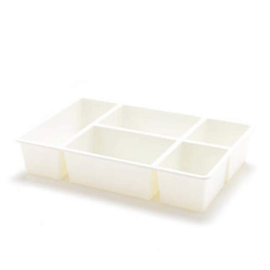 ZAJ Desktop Makeup Organizer - Plastic Multi-Compartment Storage Box with Dividers, White Cosmetic Organizer for Makeup Brushes, Lipsticks & Skincare - Perfect for Bedroom Vanity, Dresser & Bathroom Counter Organization