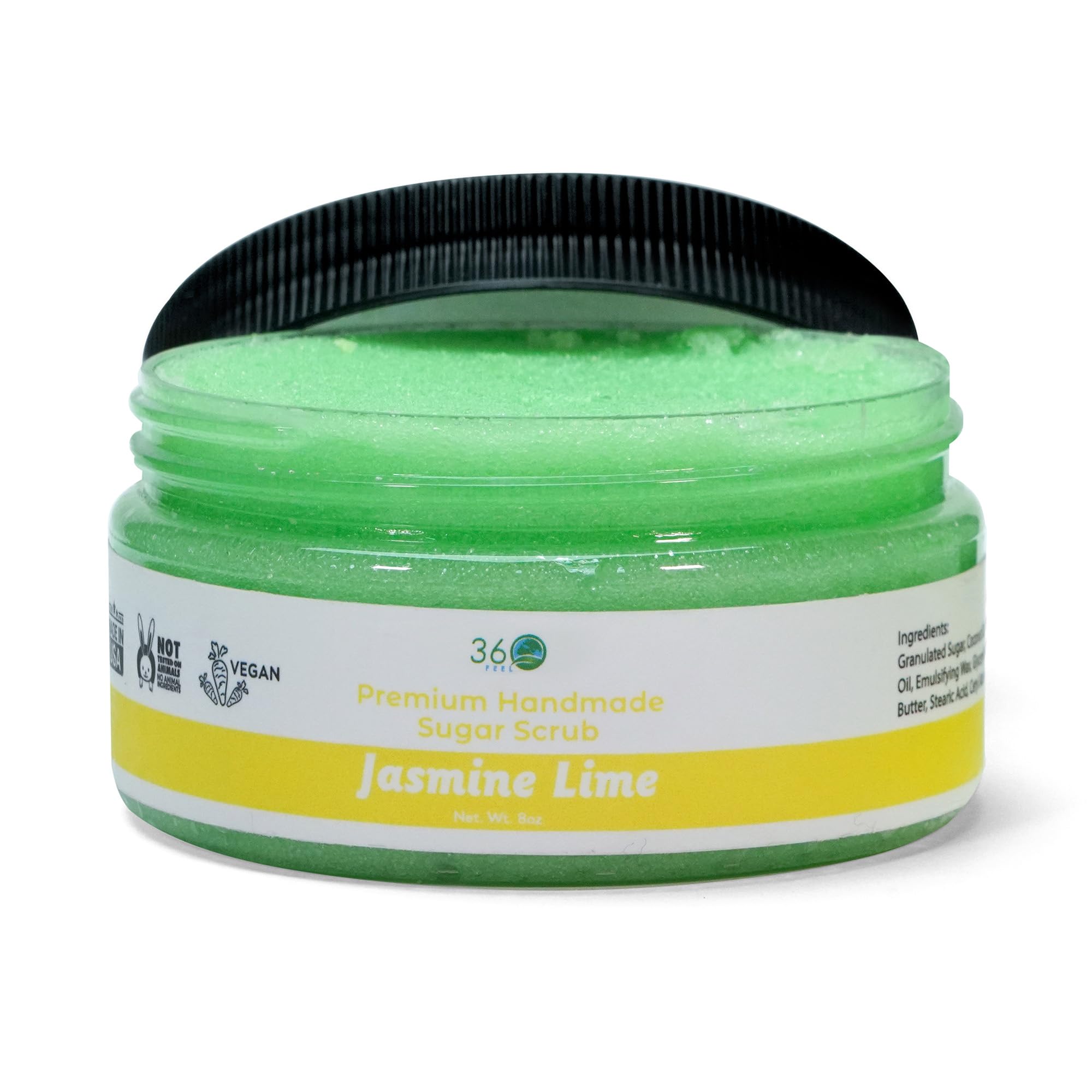 Jasmine Lime Sugar Body Scrub for Acne Scars & Stretch Marks - Exfoliating Foot Scrub - 8oz Natural Skin Care for Women - Perfect for Spa Day & At-Home Self Care Routine