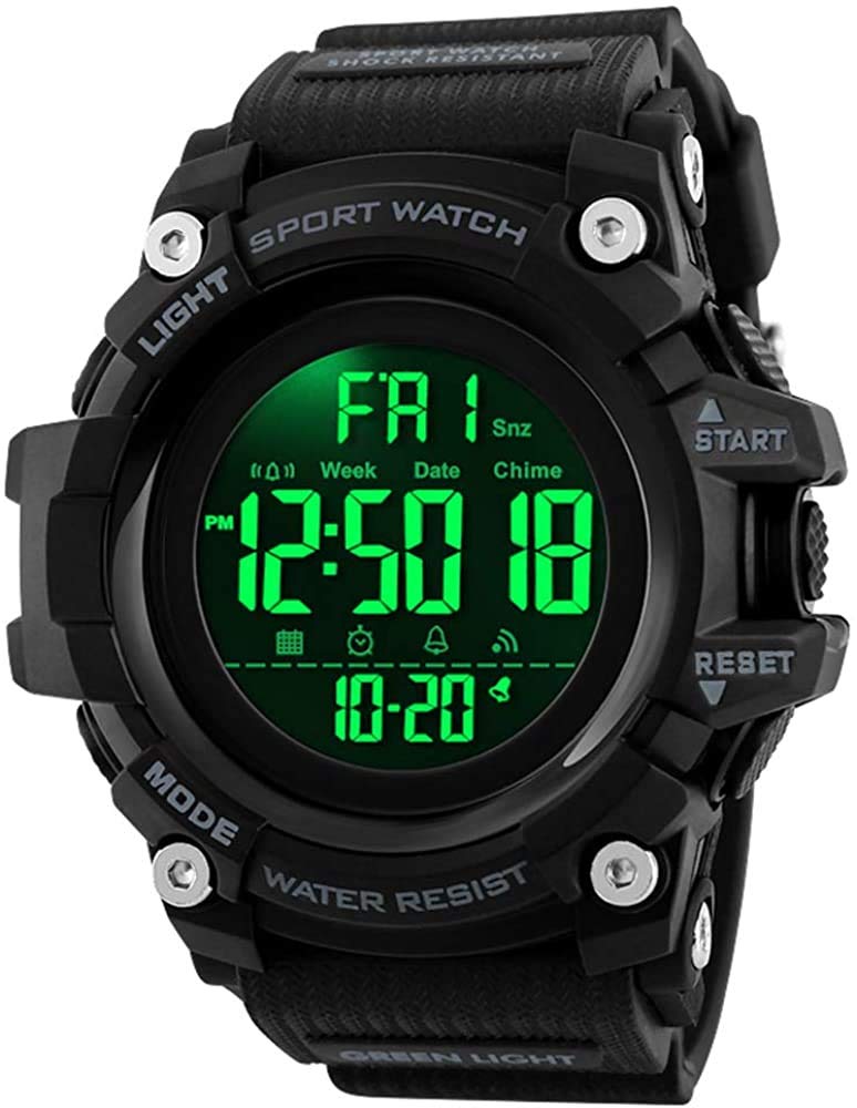 Men's Digital Sports Watch - Waterproof LED Stopwatch with Countdown Timer, 12/24 Hour Display & Multifunction Features | Perfect for Running, Gym Workouts & Outdoor Activities
