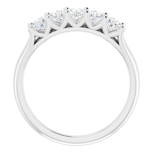 1.05 Carat Oval Cut Diamond Wedding Band - 5 Stone Anniversary Ring for Women - Elegant Bridal Jewelry & Gift for Wife, Engagement, Proposal, or Special Occasions