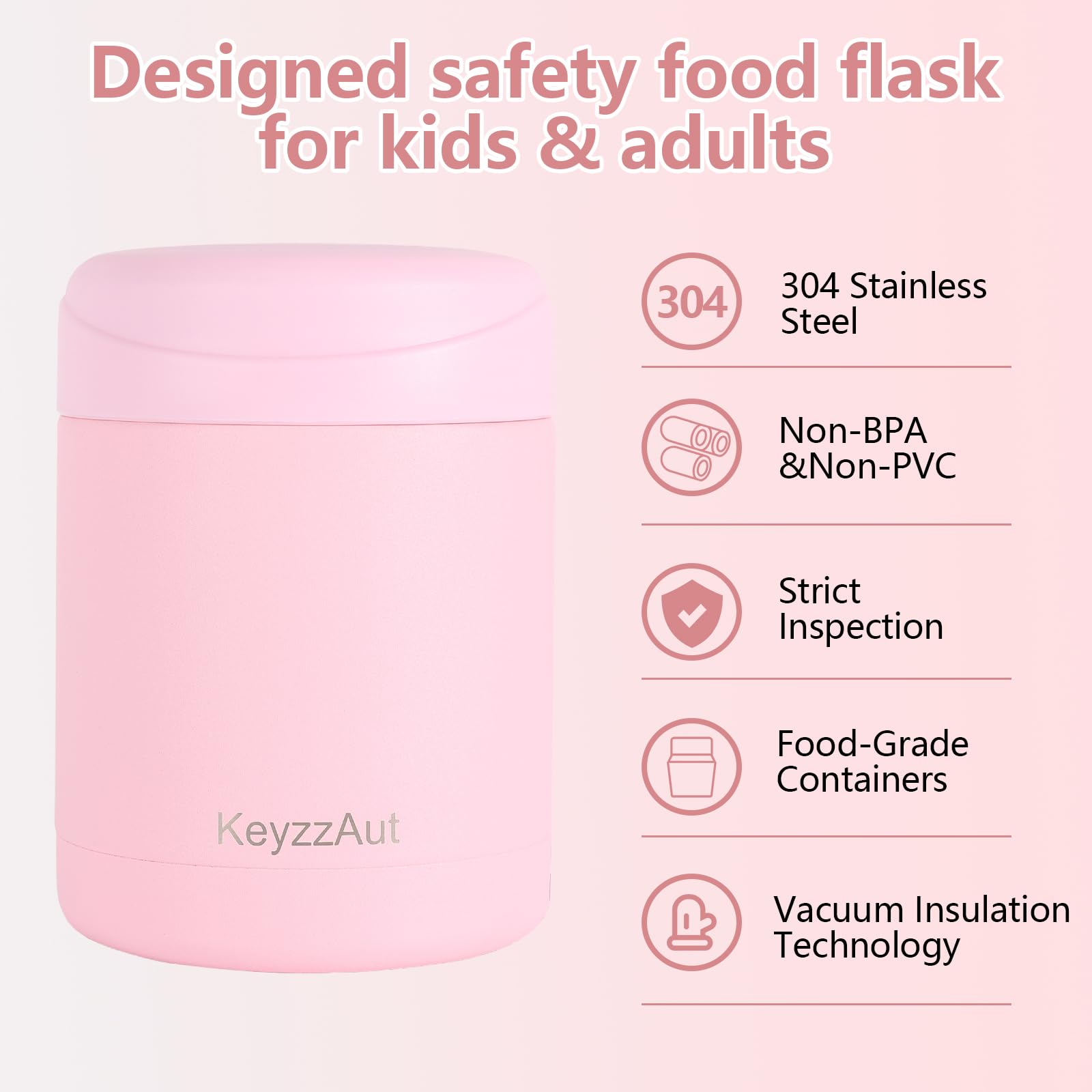 12oz Insulated Food Thermos - Vacuum Sealed Stainless Steel Lunch Box for Hot & Cold Meals | Leak-Proof Soup Container for Kids & Adults | Perfect for School, Office, Picnics & Travel (Pink)