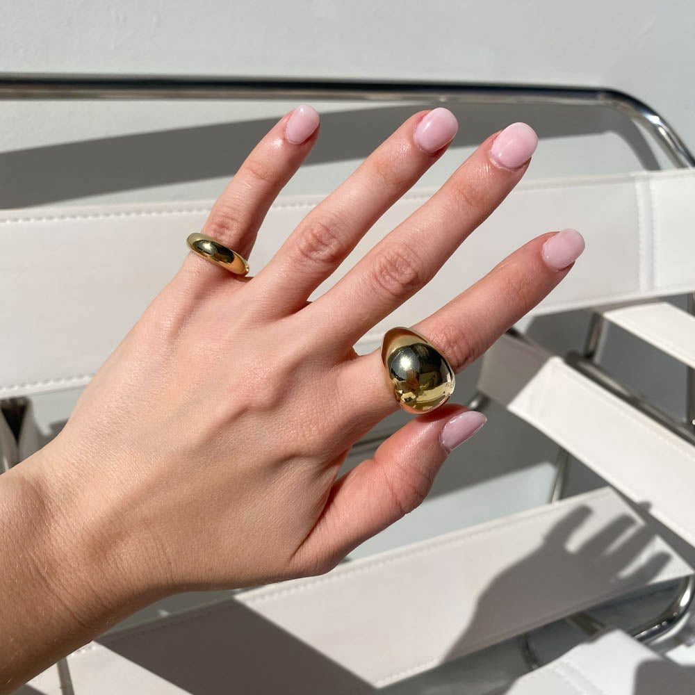 Gold Ball Dome Ring - Elegant Stackable Jewelry for Women, Perfect for Everyday Wear & Special Occasions