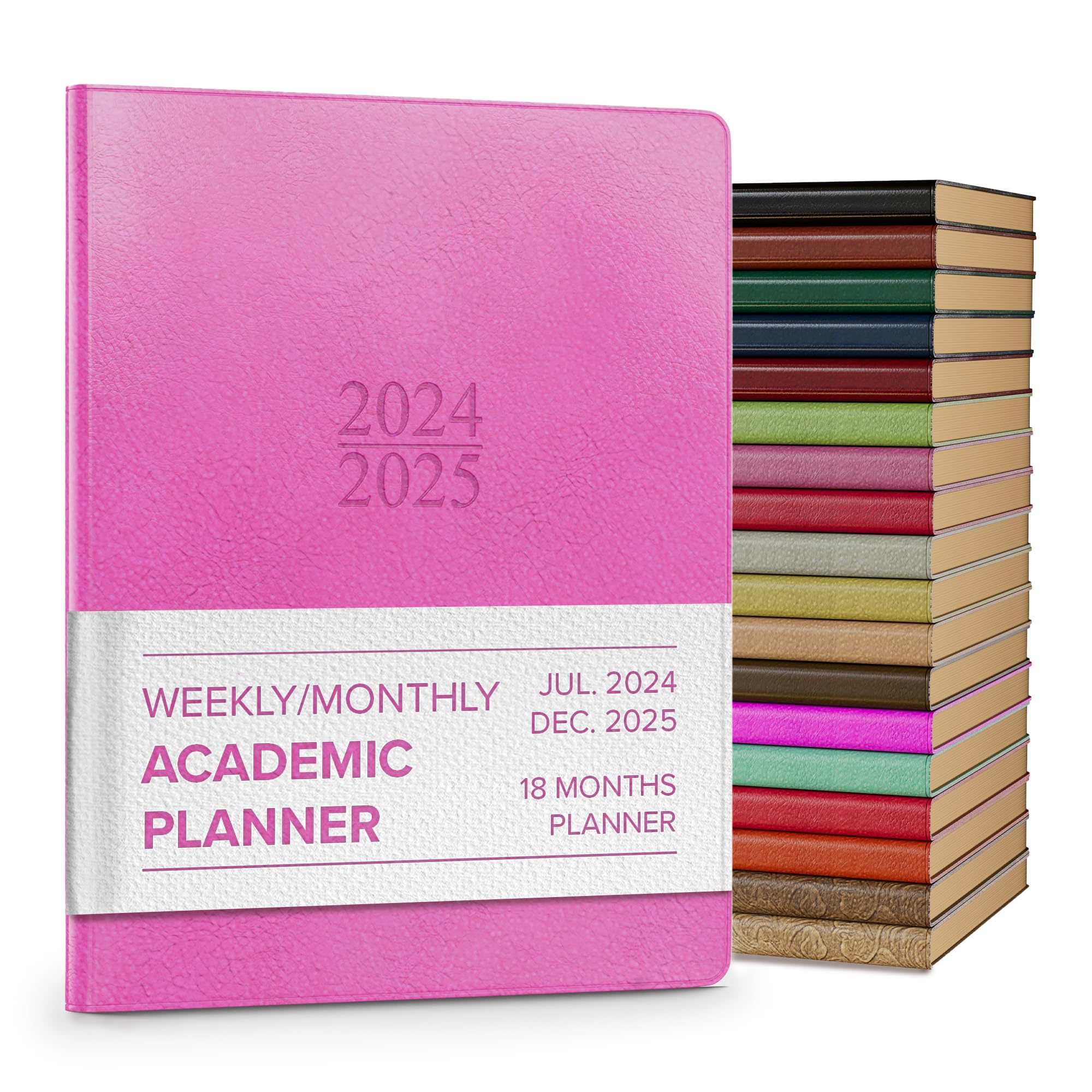 2025 Gallery Leather Academic Planner - Elegant Weekly & Monthly Calendar for Teachers & Students, Gold-Gilded Page Edges, 18-Month (Sept 2024-Dec 2025), 9