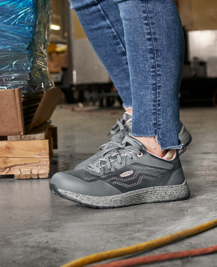 Sparta 2 Women's Safety Shoes with Aluminum Toe - Steel Grey & Peach Whip | Lightweight Work Boots for Construction, Warehouse & Industrial Use