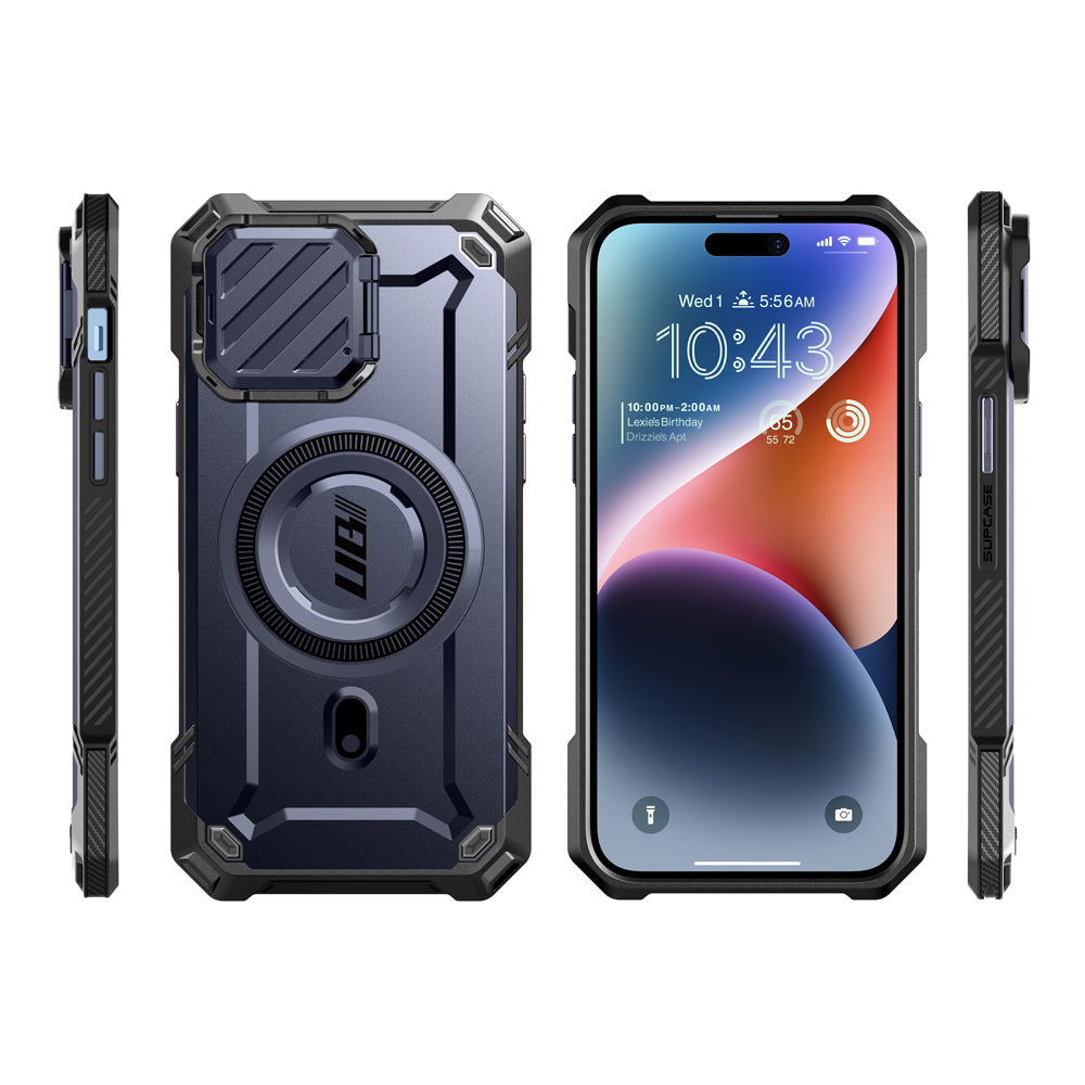 iPhone 14 Case 6.1 Inch with MagSafe & Camera Lens Protector - Unicorn Beetle MAG XT Shockproof Protective Cover in Dark Blue | Perfect for Outdoor Activities, Travel & Daily Use
