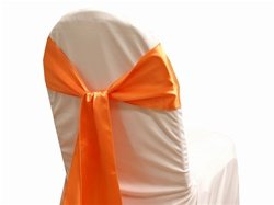 MDS 100 Orange Satin Chair Sashes Bows for Wedding, Party & Event Decorations - Elegant Table Setting & Venue Decoration Accessories