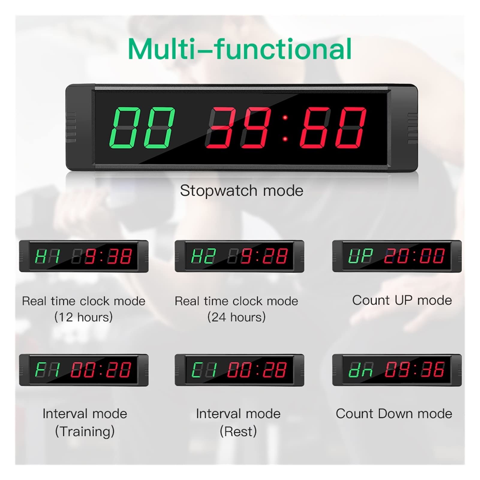 Interval Training Timer with Remote Control - LED Digital Countdown Clock for Gym, Fitness, Garage & Outdoor Sports - Perfect for HIIT, Workouts, and Home Exercise