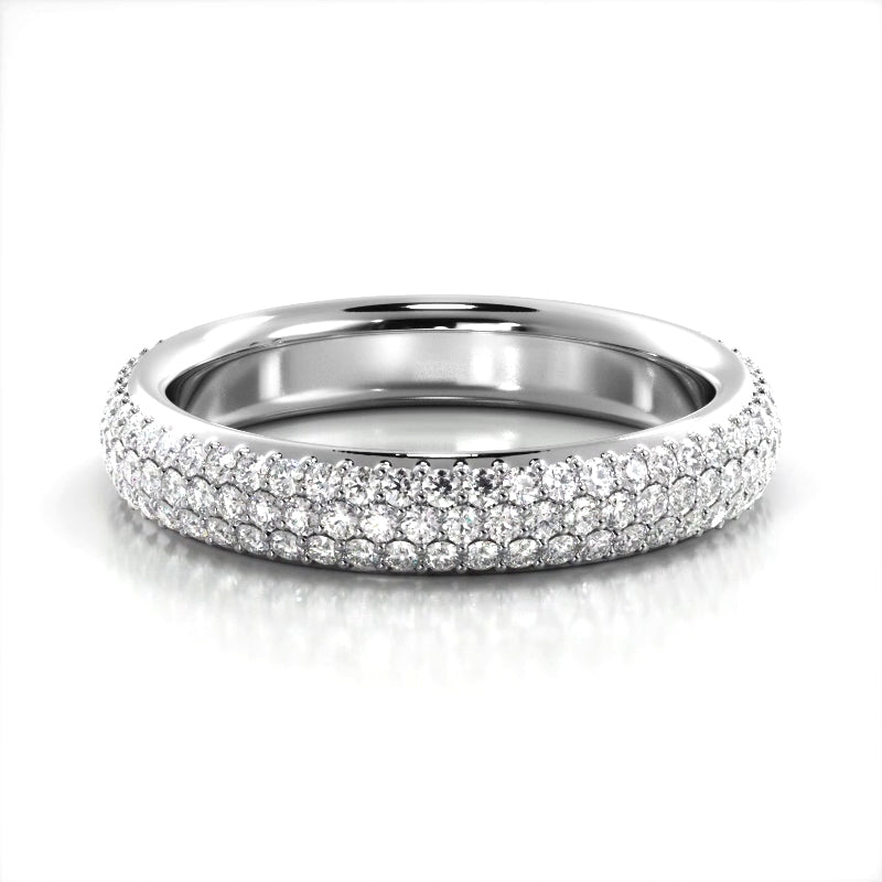 1.38 Carat Round Diamond Triple Row Wedding Band Ring for Women - Elegant Bridal Jewelry for Engagement, Anniversary & Special Occasions