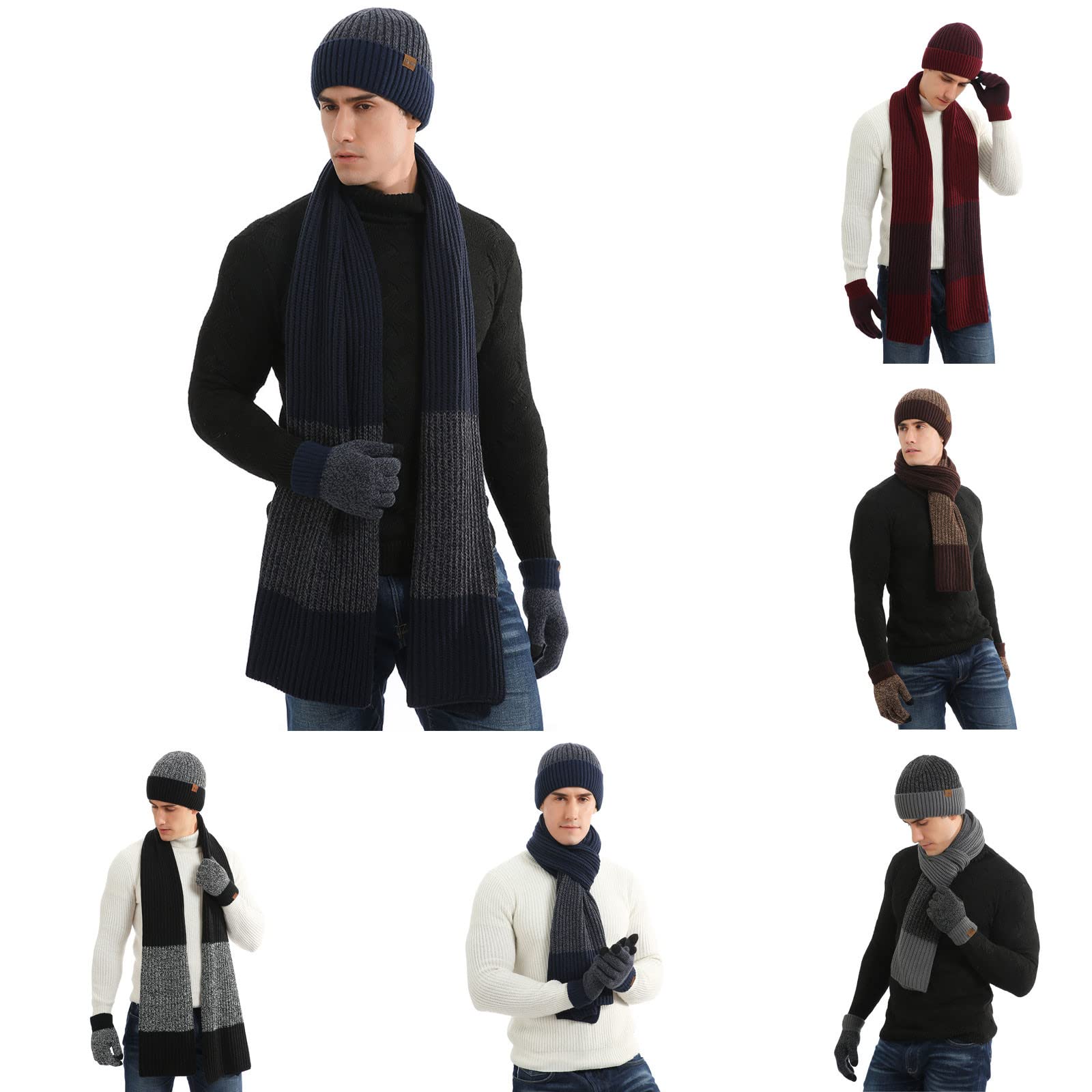 Warm Knitted Woolen Hat, Scarf & Gloves Set for Men & Women - Winter Beanie Accessories for Cold Weather - Cozy 3-Piece Outfit for Fall & Winter Fashion