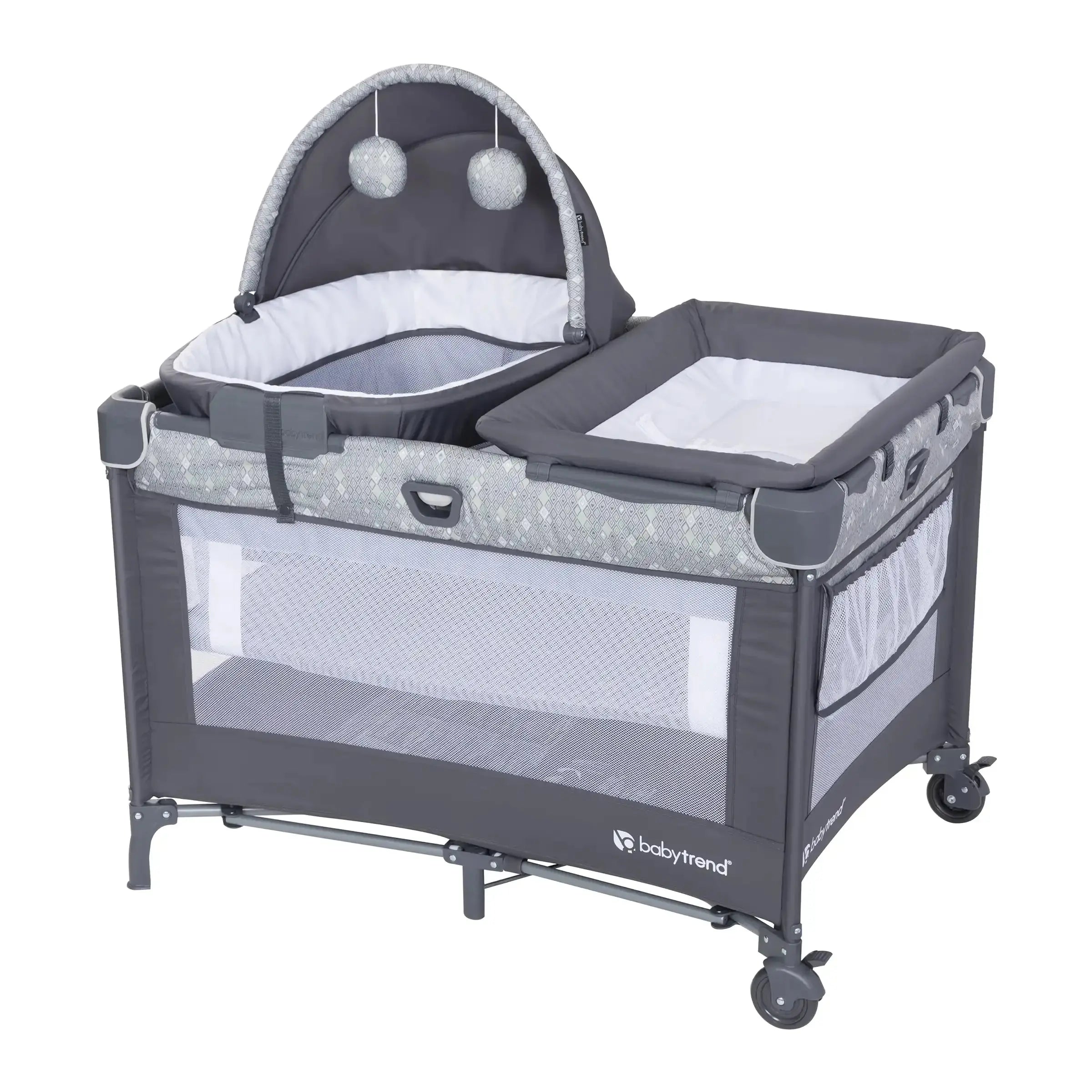Meijer Exclusive Nursery Den Playard with Snooze Pod & Flip Over Changer in Diamond Sage - Portable Baby Crib for Home, Travel & Daycare Use