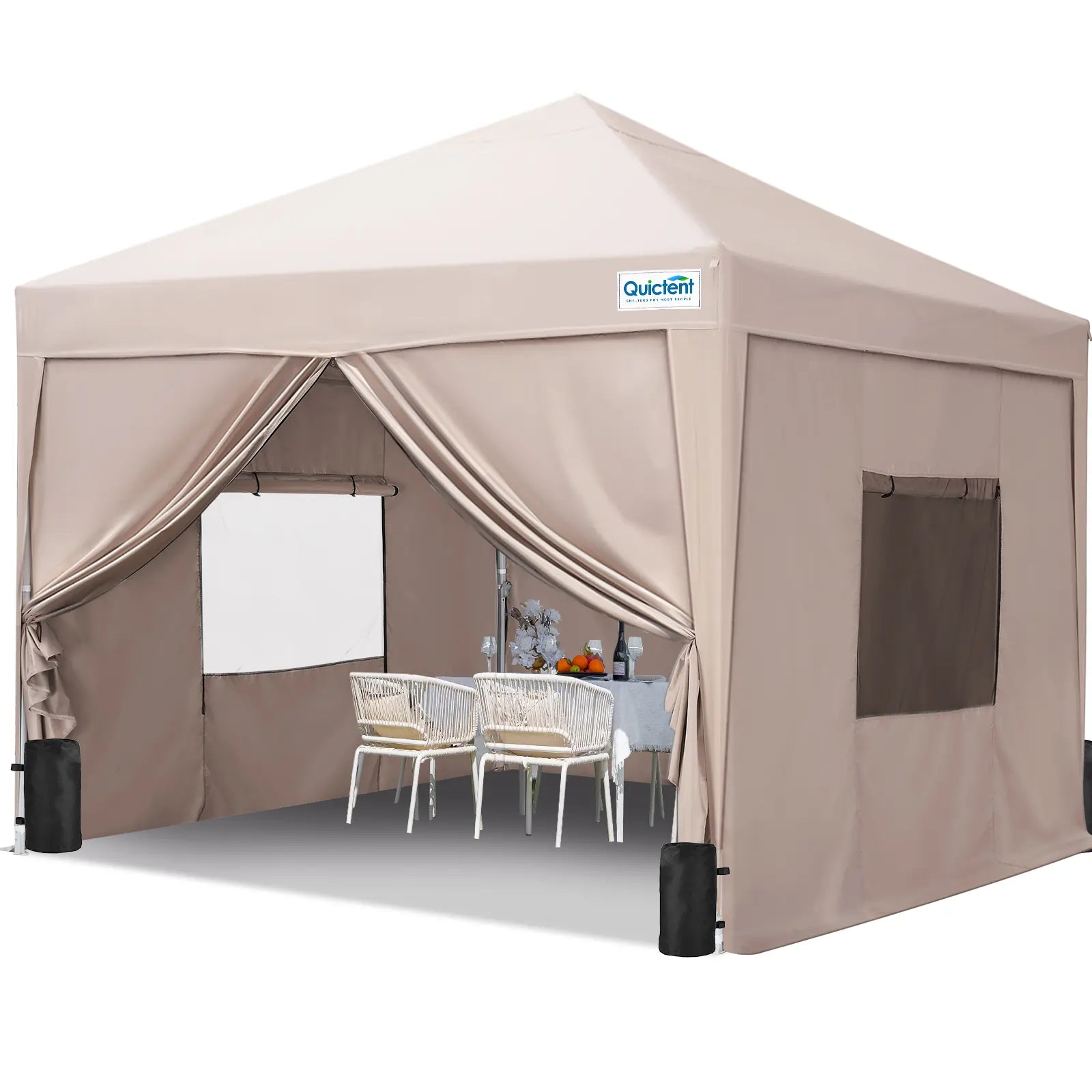 Quictent 10x10 Pop Up Canopy Tent with Sidewalls - Portable Privacy Shelter for Camping, Beach, Picnics & Outdoor Events